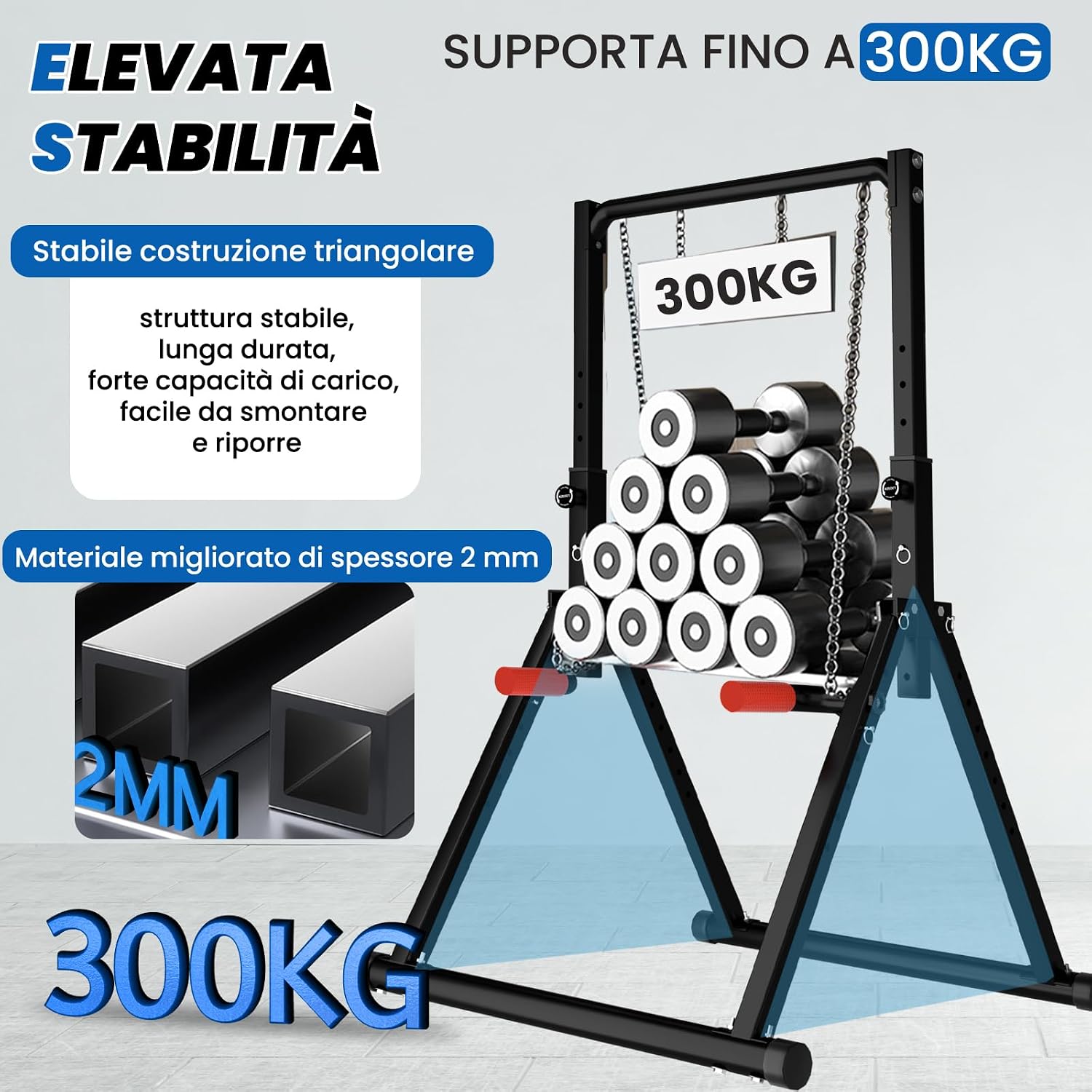 Detalle 2 de DOBESTS Power Tower Dip Station stazione multifunzione per trazioni e dip 🏋