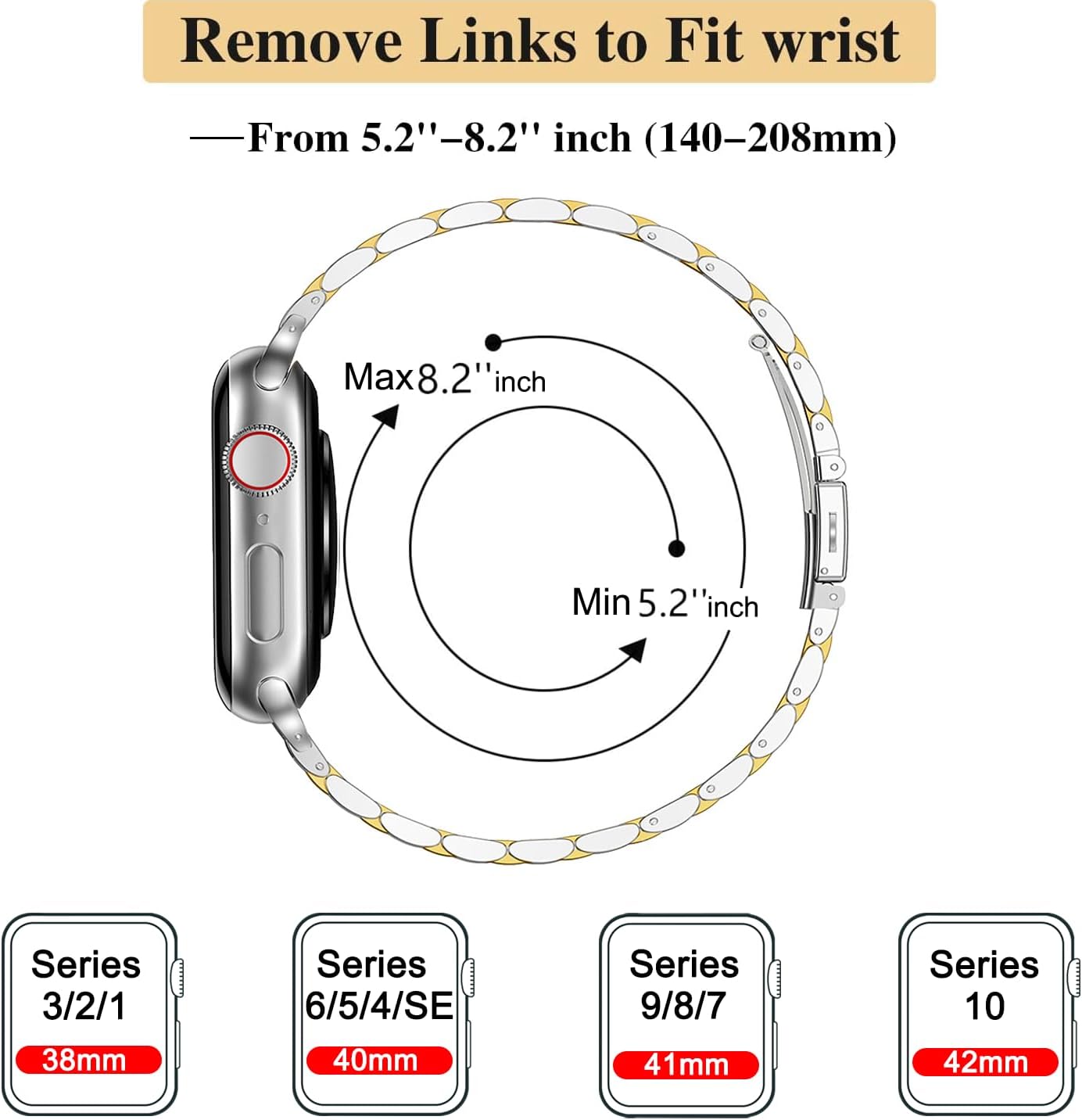 Thumbnail 5 de MioHHR Slim Stainless Steel Apple Watch band 38mm