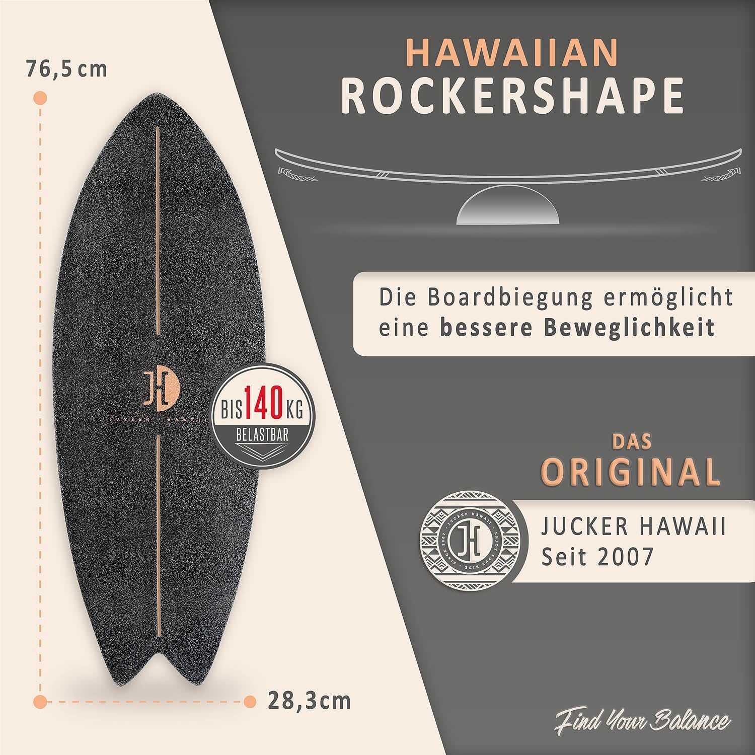 Detalle 2 de JUCKER HAWAII Ocean Rocker Balanceboard mit 10,5 cm