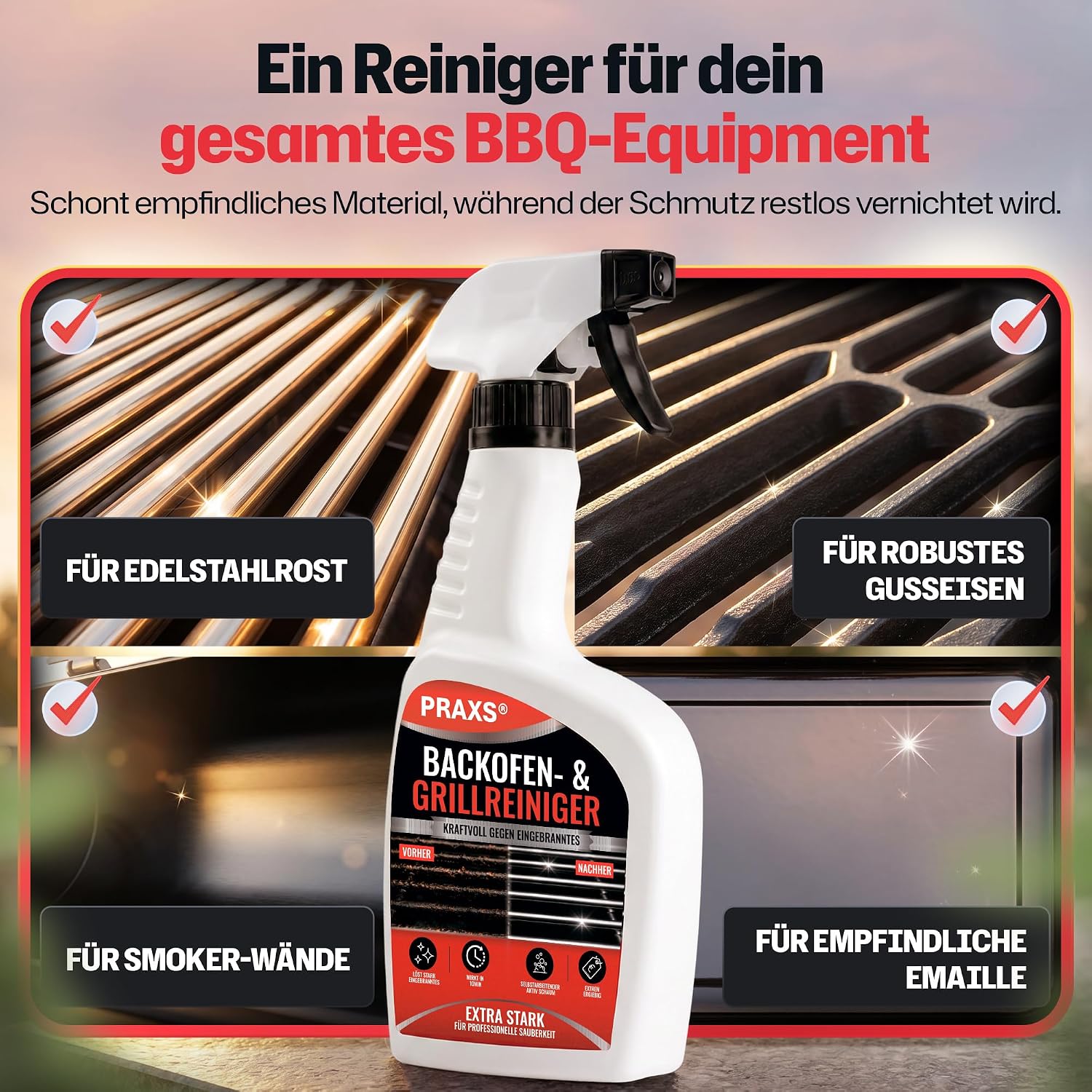 Thumbnail 3 de PRAXS Backofenreiniger & Grillreiniger Konzentrat (500 ml) – Aktivschaum, wirksam in 10 Minuten