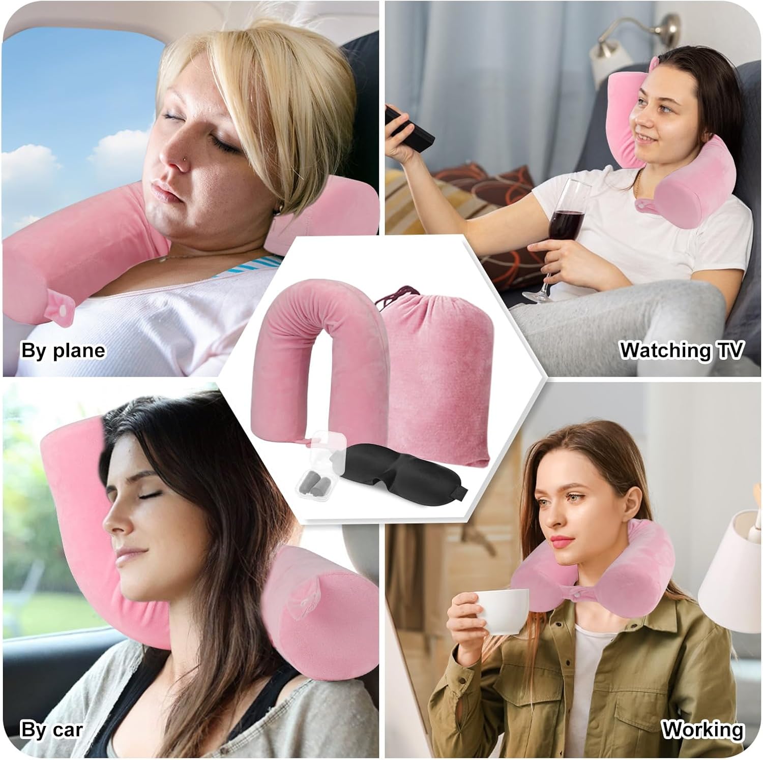 Detalle 2 de Travel neck pillow for flights, 3-piece set
