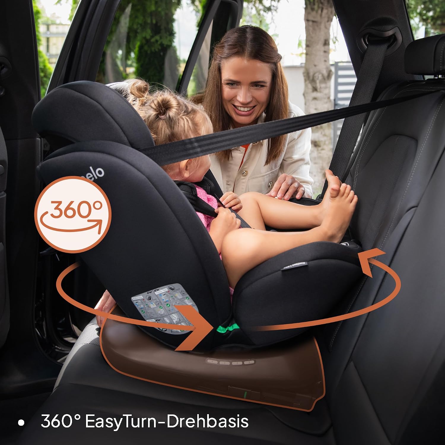 Detalle de Lionelo Bastiaan i-Size 360° drehbarer Kindersitz (Gruppe 0/1/2/3) bis 0–36 kg, 40–150 cm, ISOFIX + Top Tether