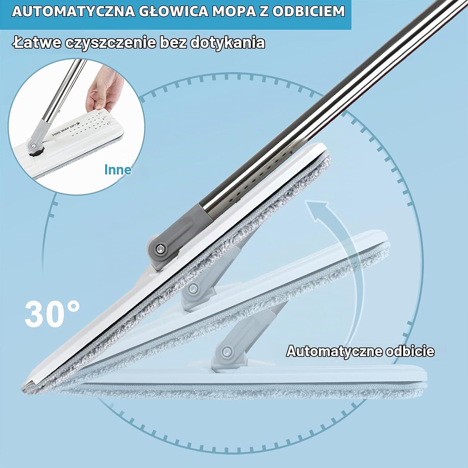 Detalle de BOSHENG płaski mop z wiadrem, obrotową głowicą 360° i 8 nakładkami