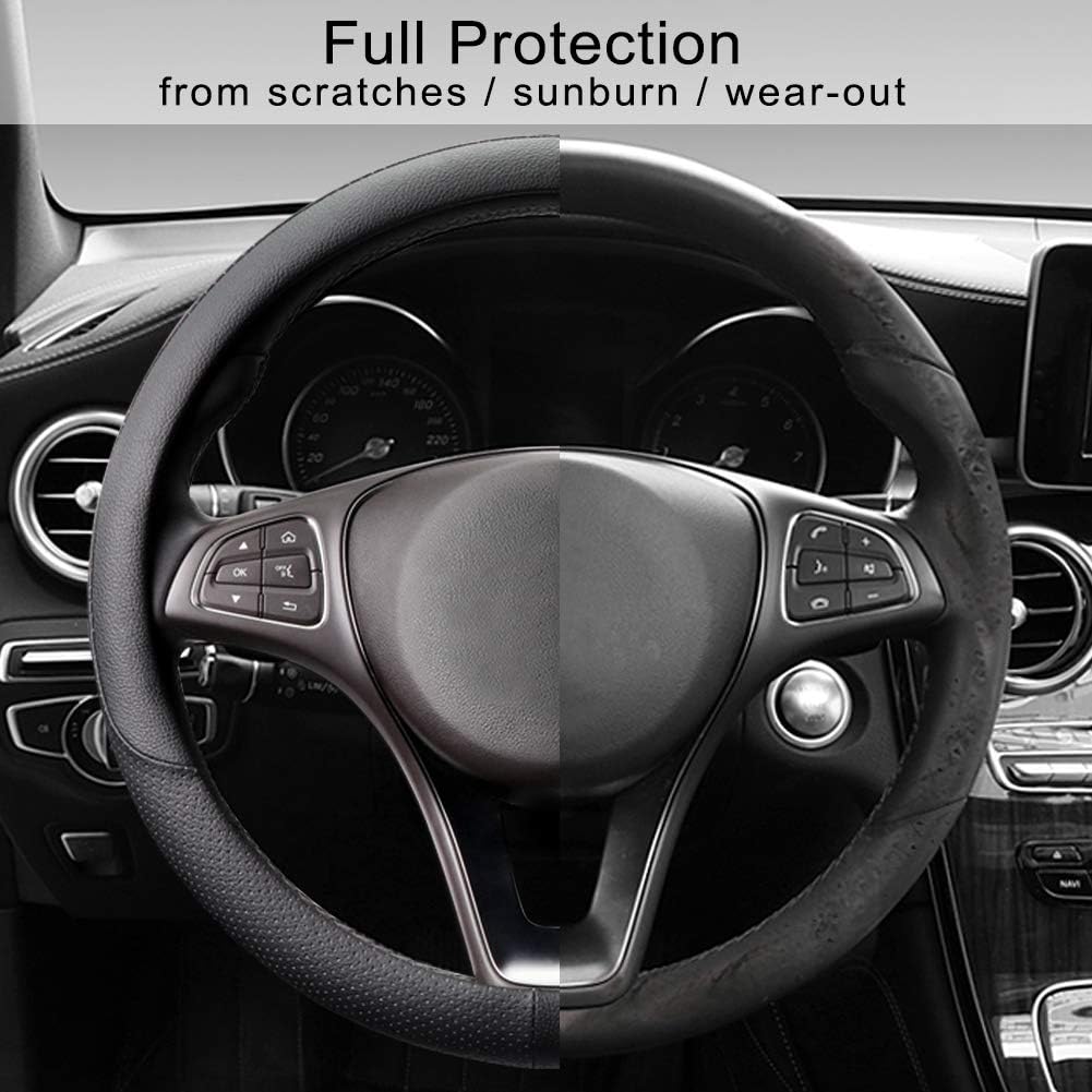 Detalle de COFIT Coprivolante Auto in Pelle Microfibra Traspirante e Antiscivolo per Volanti 37–38 cm, Nero