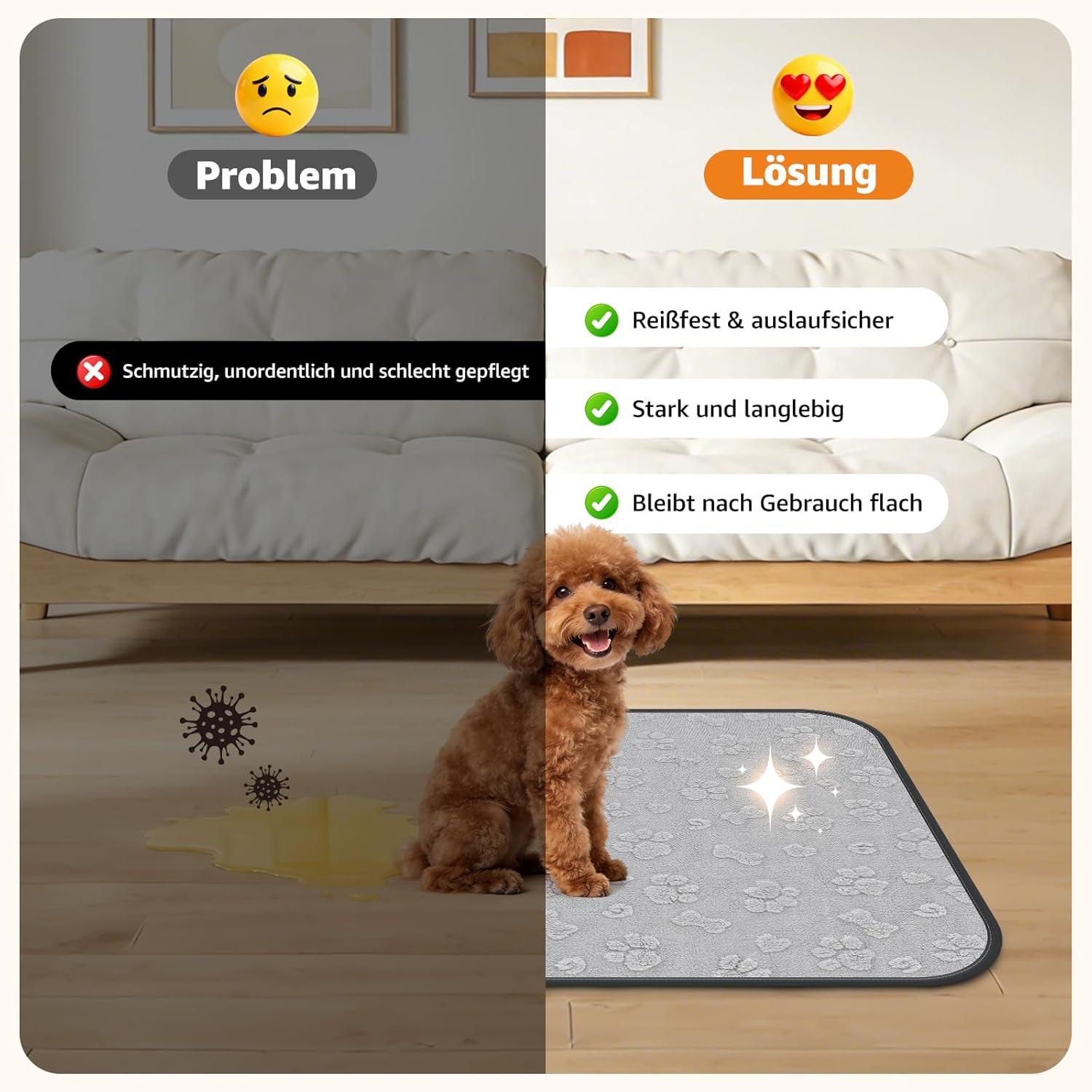 Thumbnail 4 de Waschbare Welpen-Unterlagen 100 x 70 cm (2er-Set) – 4-lagige, auslaufsichere Pipi-Pads für Hundebox & Welpenauslauf