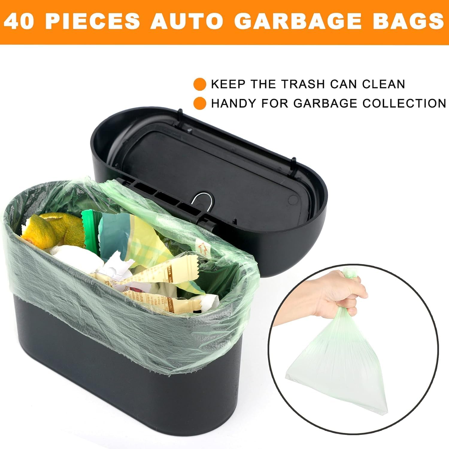 Detalle de Einesin 2Pcs Car Trash Can with Lid – Compact 1.4L Car Organiser Bin (Includes 120 Bags)