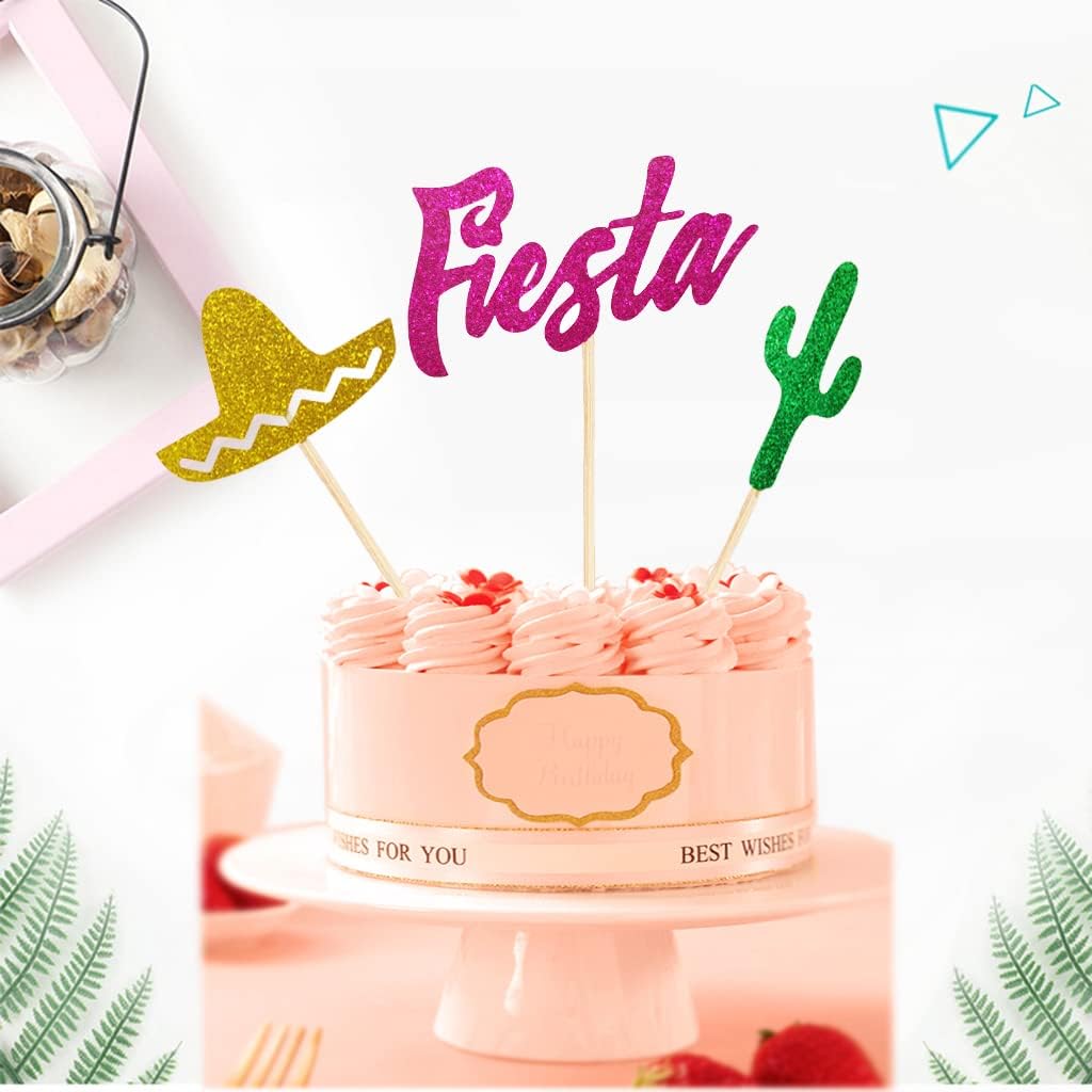 Detalle de Mexican Hat Cactus Cupcake Toppers, 24-Pack
