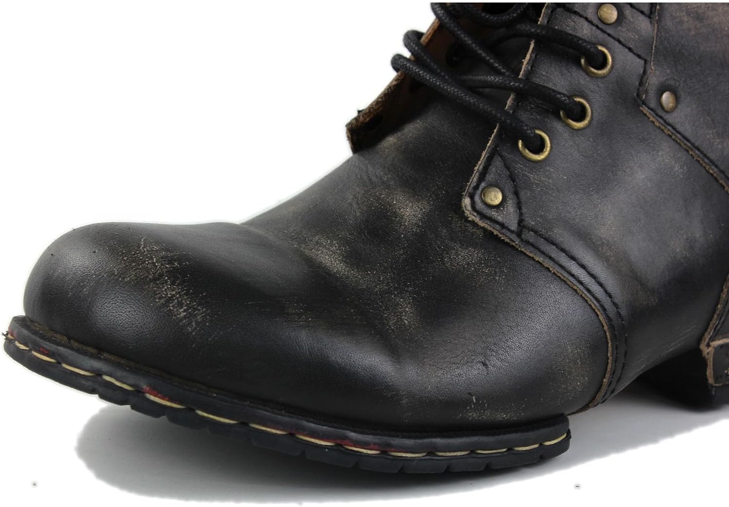 Thumbnail 6 de OSSTONE Herren Leder Chukka-Stiefel Worker Biker Boots OS-6015-1-A-R