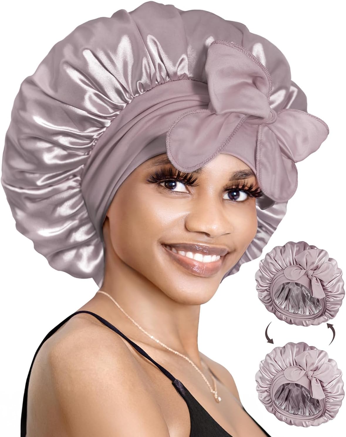 Thumbnail 6 de Bonnet Queen Reversible Silk Hair Bonnet for Sleeping (Adjustable Satin Band) for Curly Hair