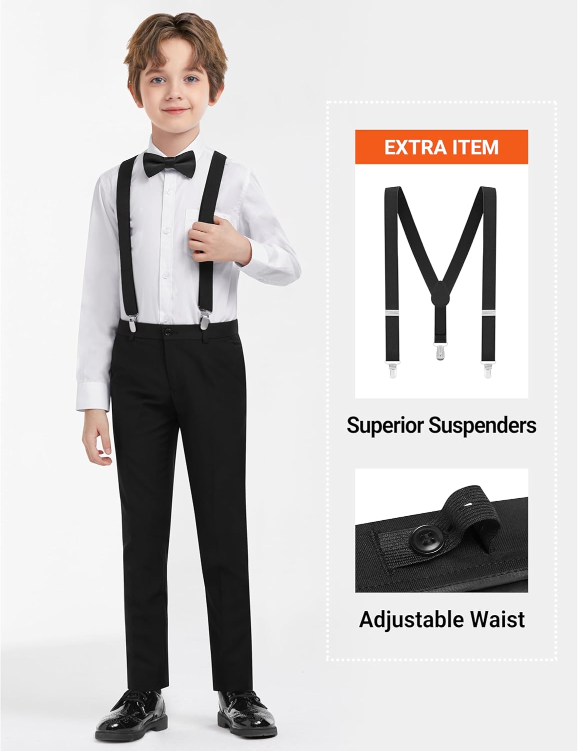 Thumbnail 5 de AmazingSea Boys Formal Suits Set (7-Piece), Adjustable Waist with Suspenders