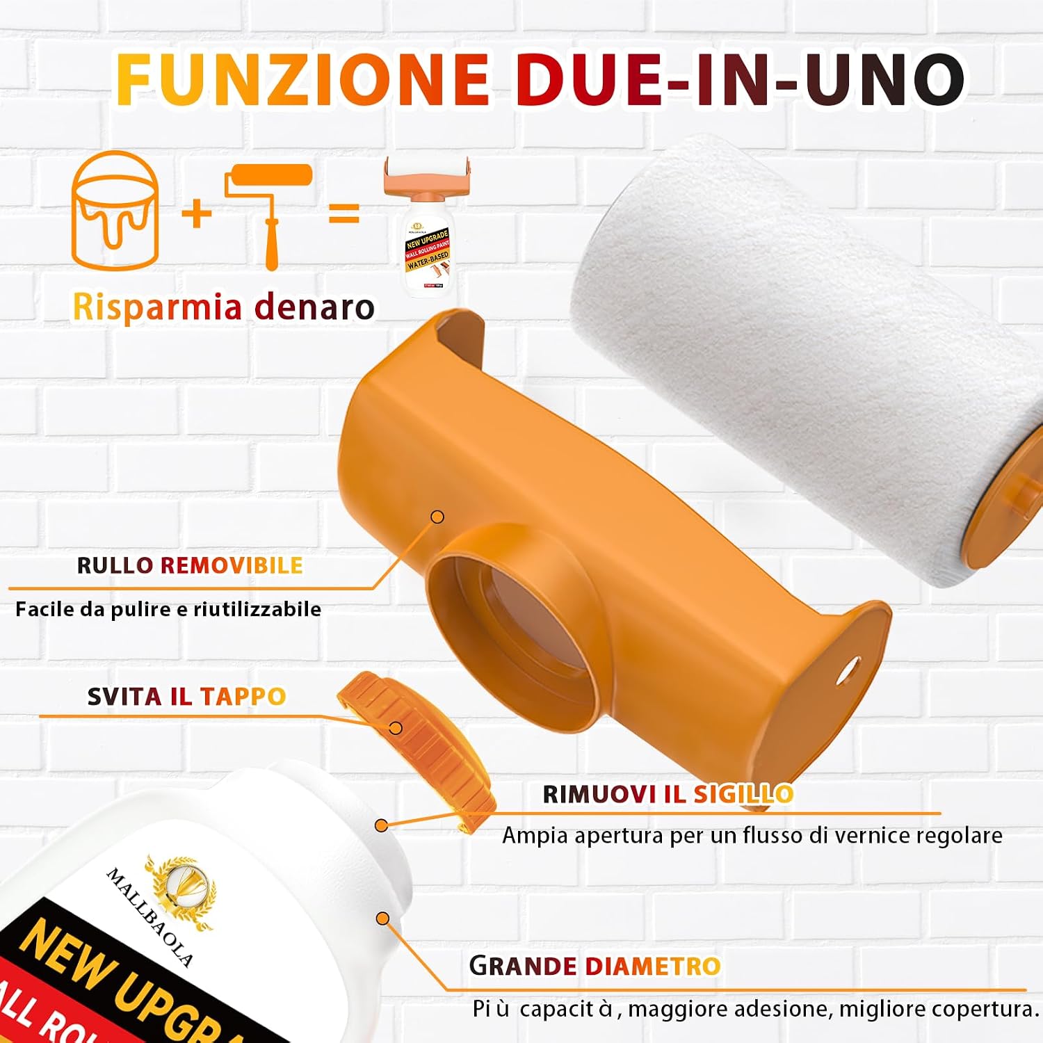 Detalle de Vernice Bianca Muro Interno 500g con Kit di Riparazione Portatile e Integrato
