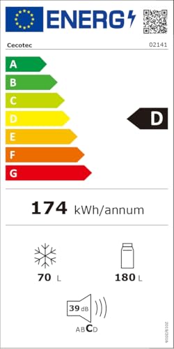 Thumbnail 16 de Cecotec Réfrigérateur combiné Bolero CoolMarket Combi 250 Dark D – 250 L, Total No Frost