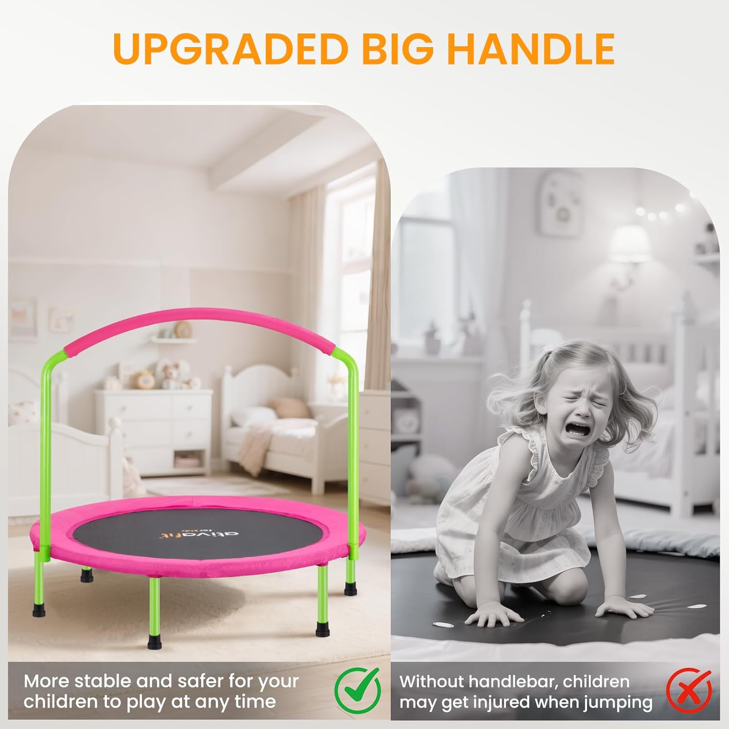 Detalle 1 de ATIVAFIT 36" Foldable Rebounder Band Trampoline with Foam Handles for Toddlers (3–6 years)