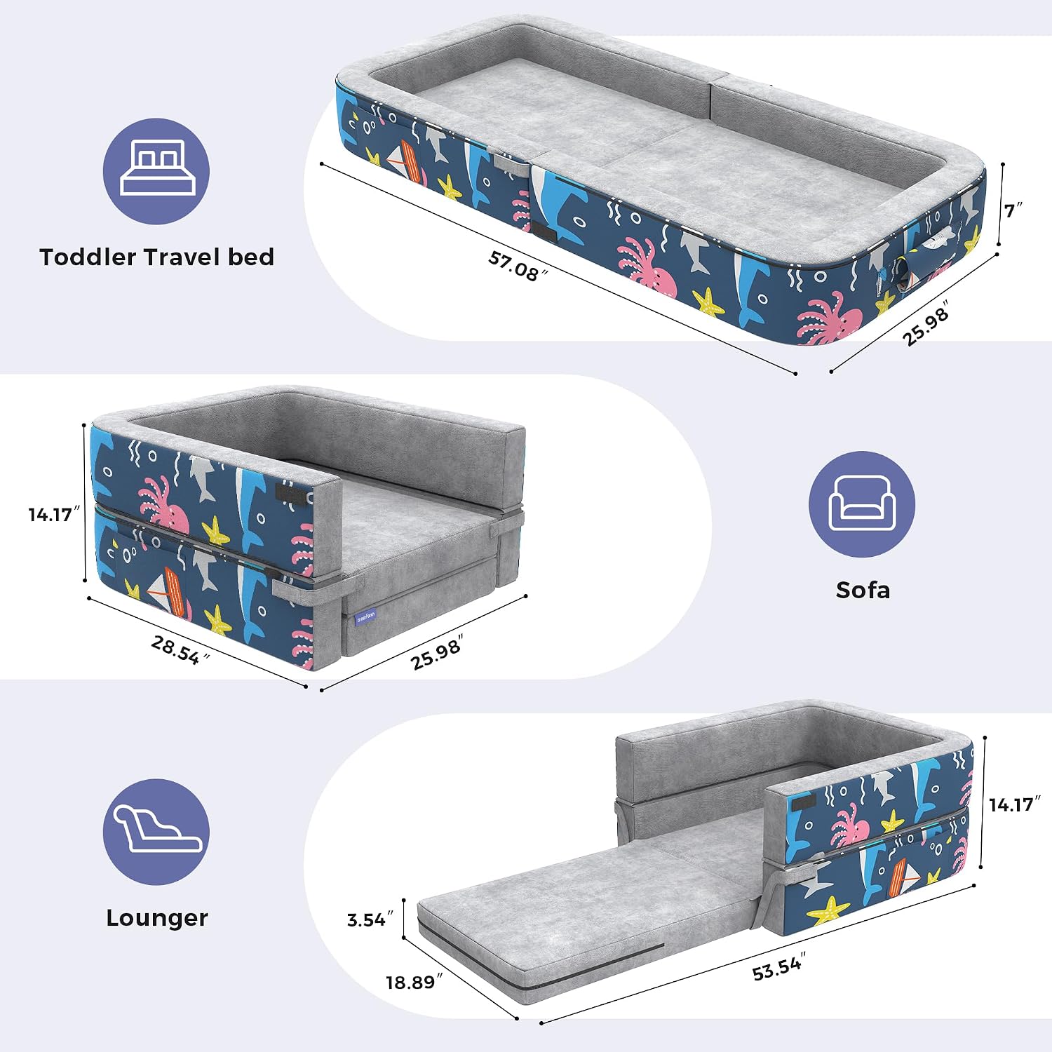 Detalle 2 de MOMFANN Portable Toddler Bed, 35D Foam