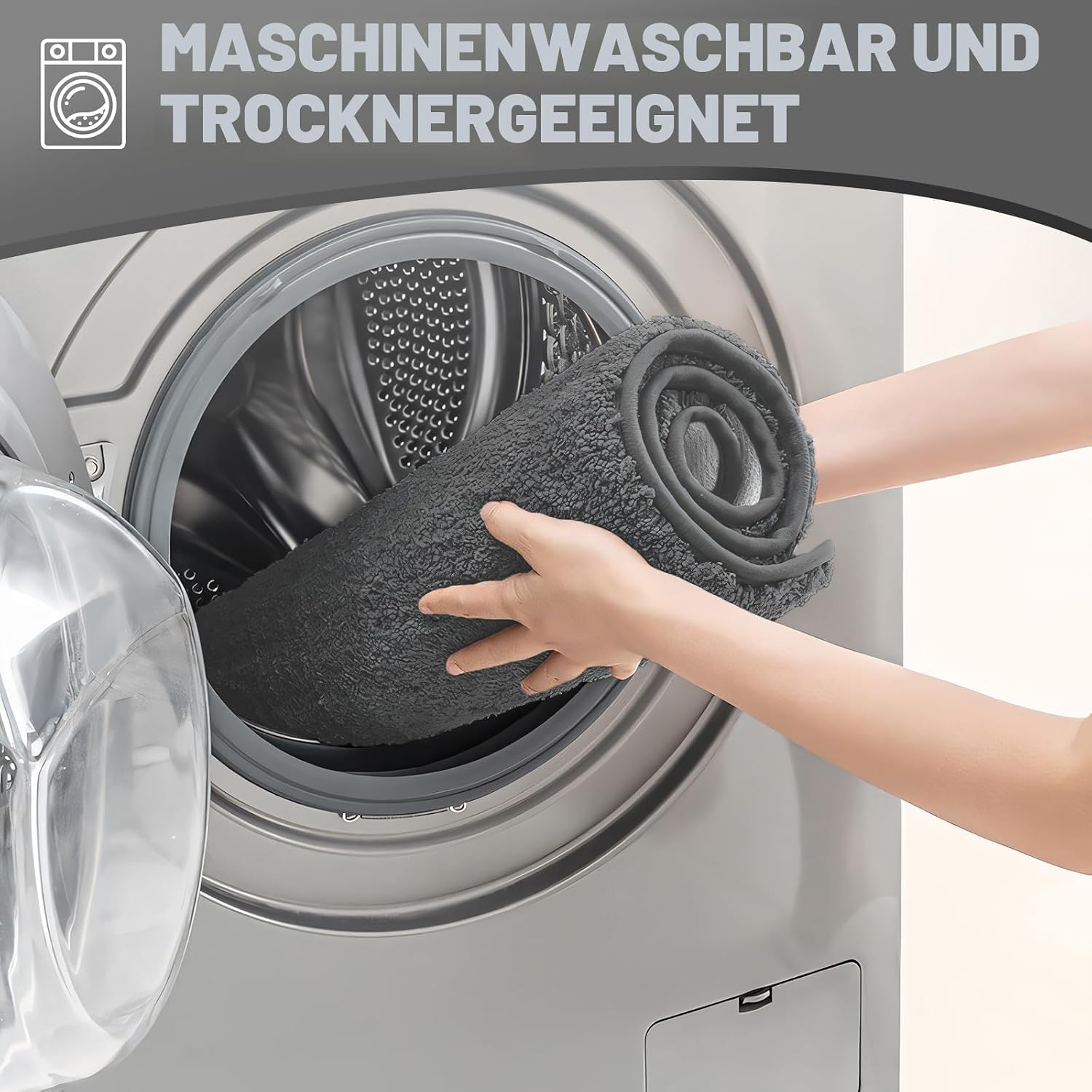 Detalle de wyewye Mikrofaser-Badematte, Türmatte 60x120 cm Dunkelgrau – 2 cm Dicke