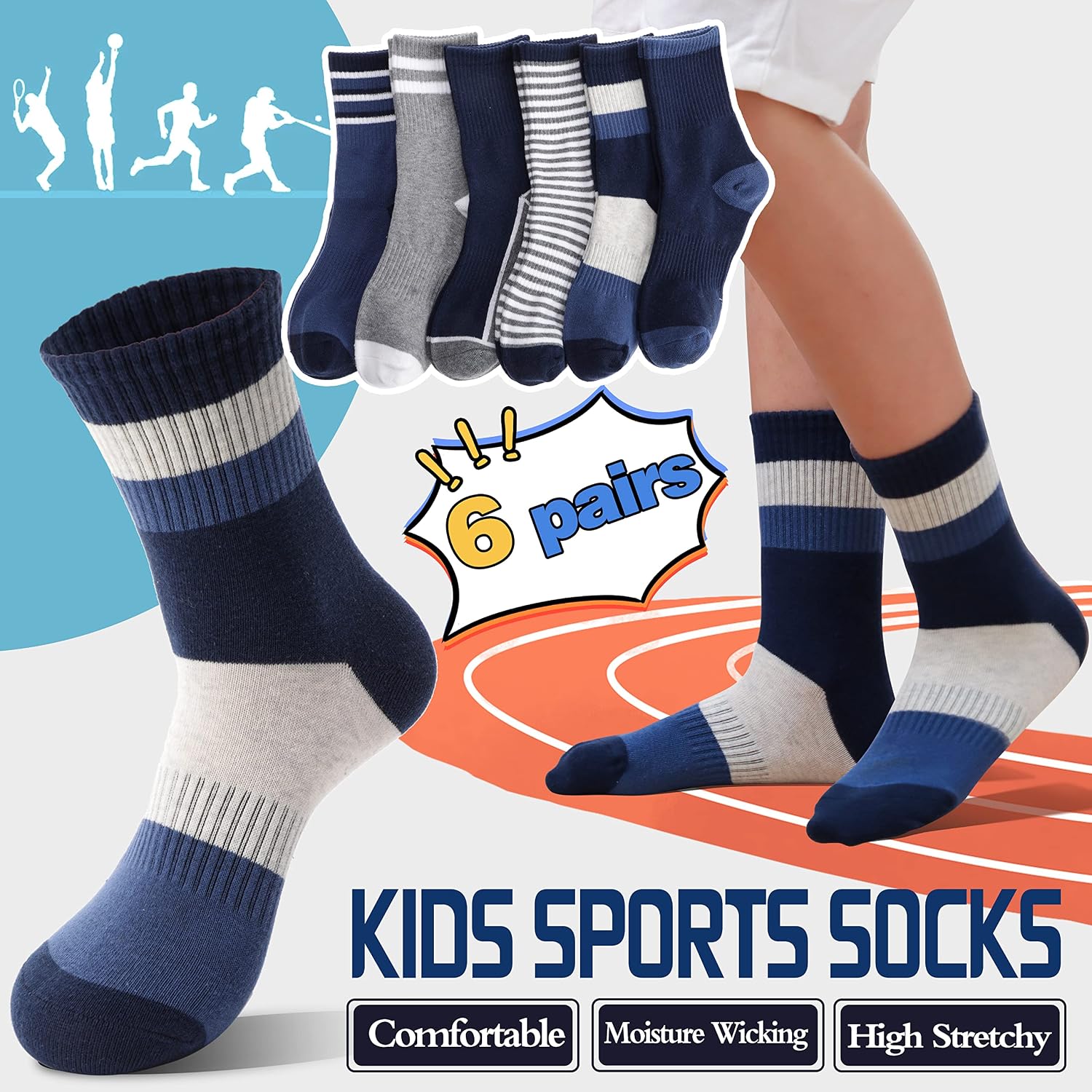 Detalle de Kids athletic socks 6 pairs for trainers