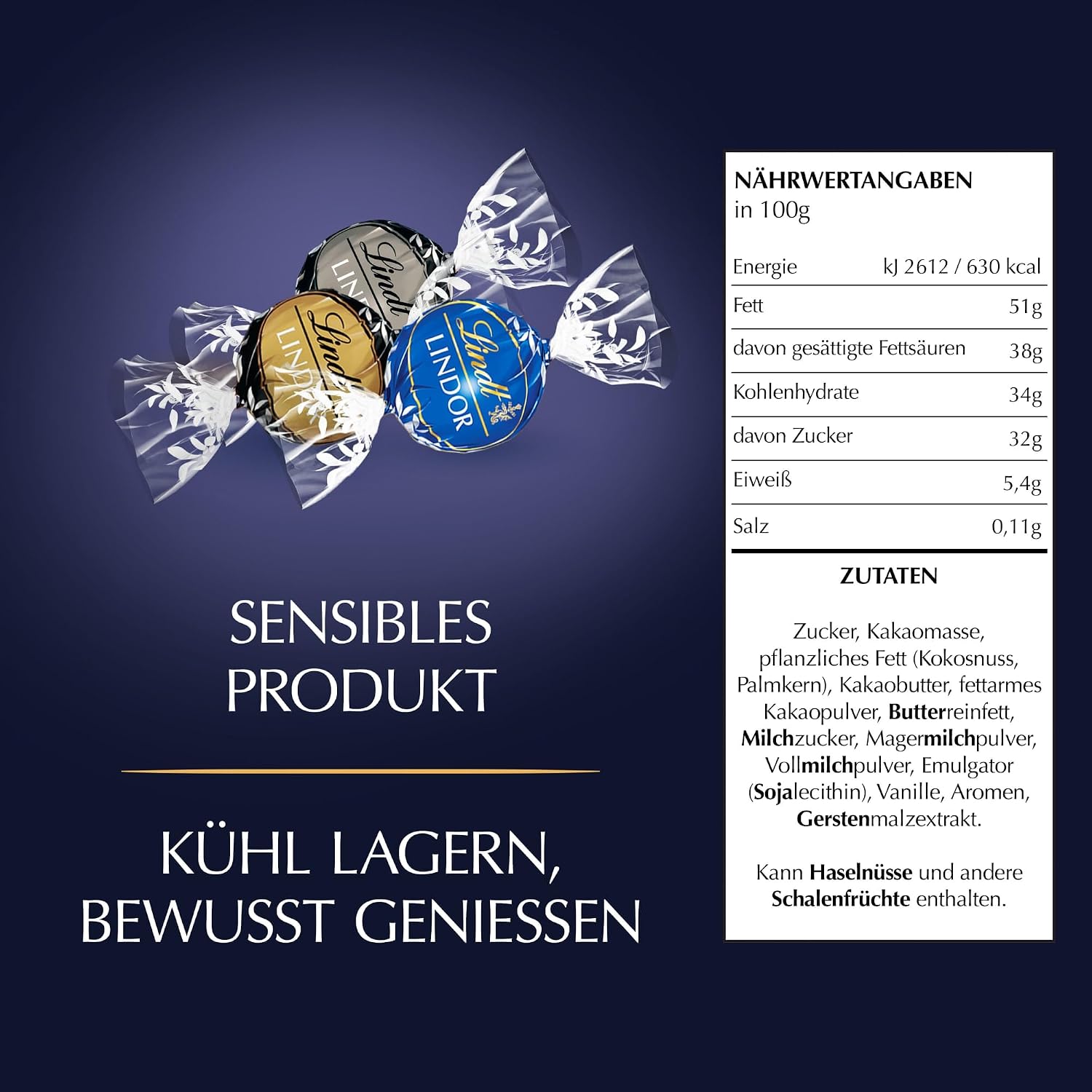 Detalle 2 de Lindt LINDOR Schokoladen Kugeln Dunkel 1 kg