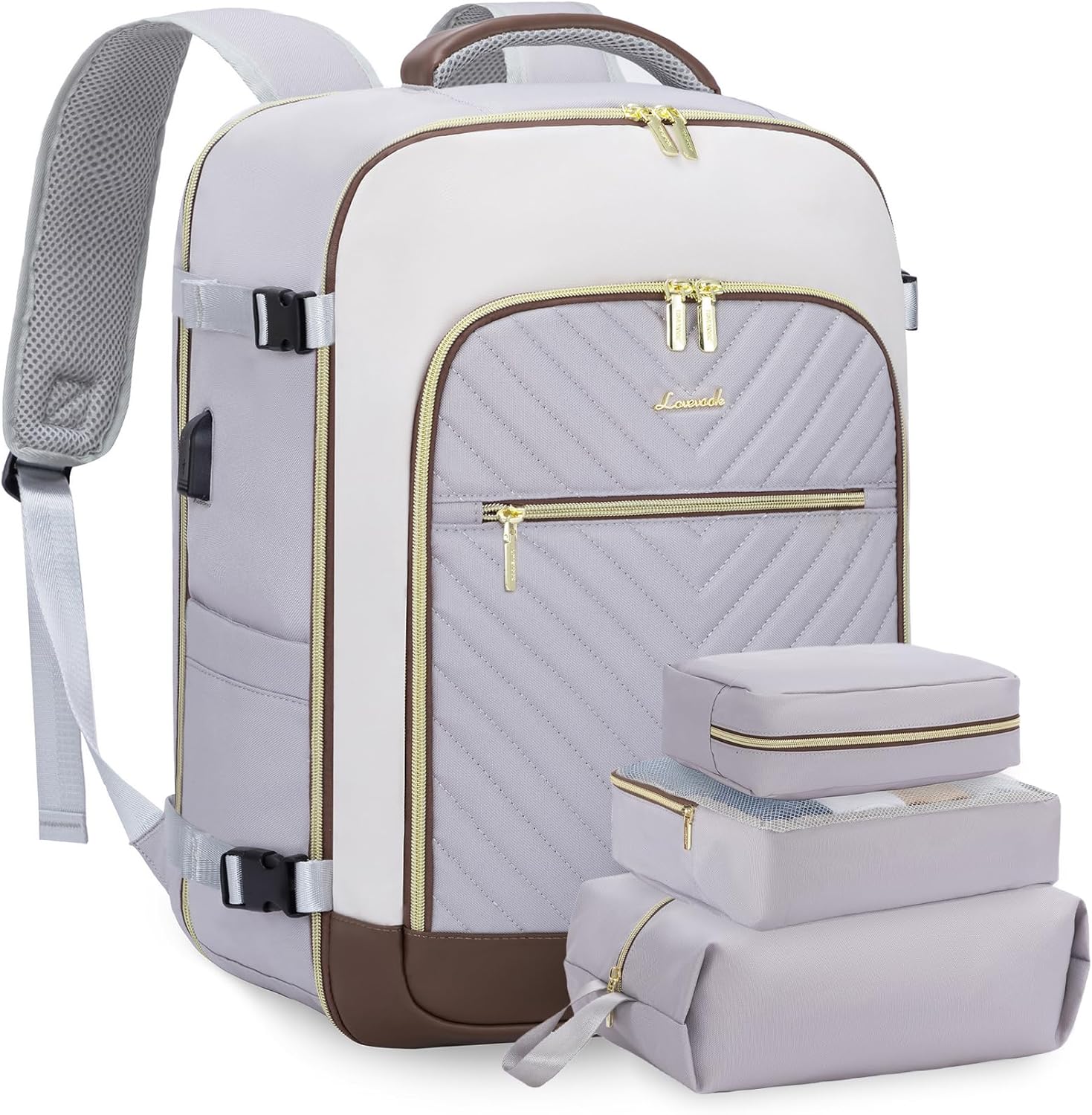 Imagen de LOVEVOOK Reiserucksack Handgepäck 17,3 Zoll – Damen wasserdicht, 32,5x20,5x46,5 cm, inkl. Packwürfel en OfertitasTOP