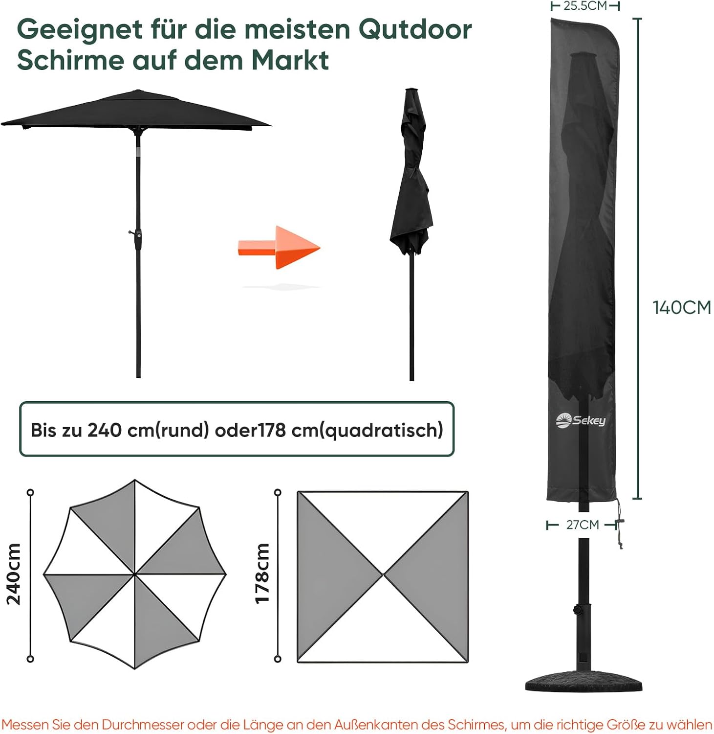 Thumbnail 1 de Sekey Funda Impermeable para Parasol 200 cm ☔
