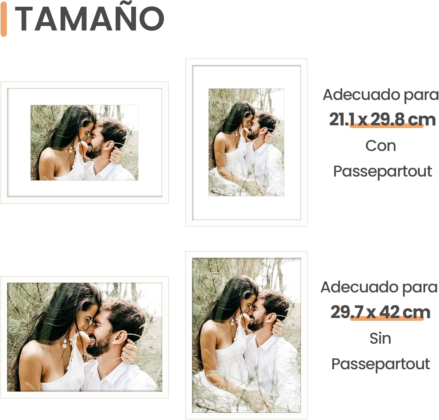 Detalle 2 de upsimples Marco A3 Pack 3 Marcos Blancos