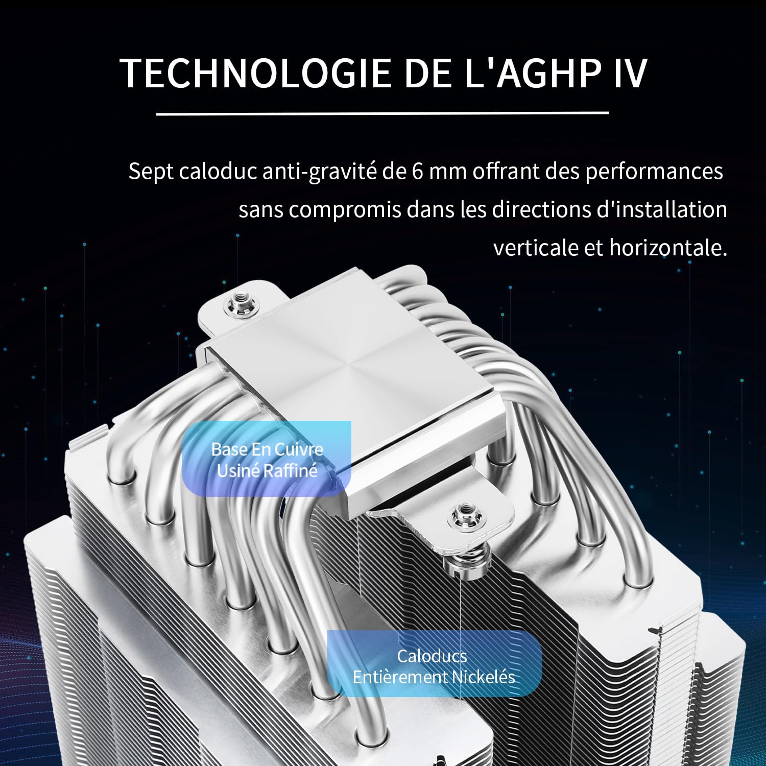 Detalle de Thermalright Phantom Spirit 120 — Refroidisseur d’air CPU 7 heatpipes, TL-C12B V2 PWM