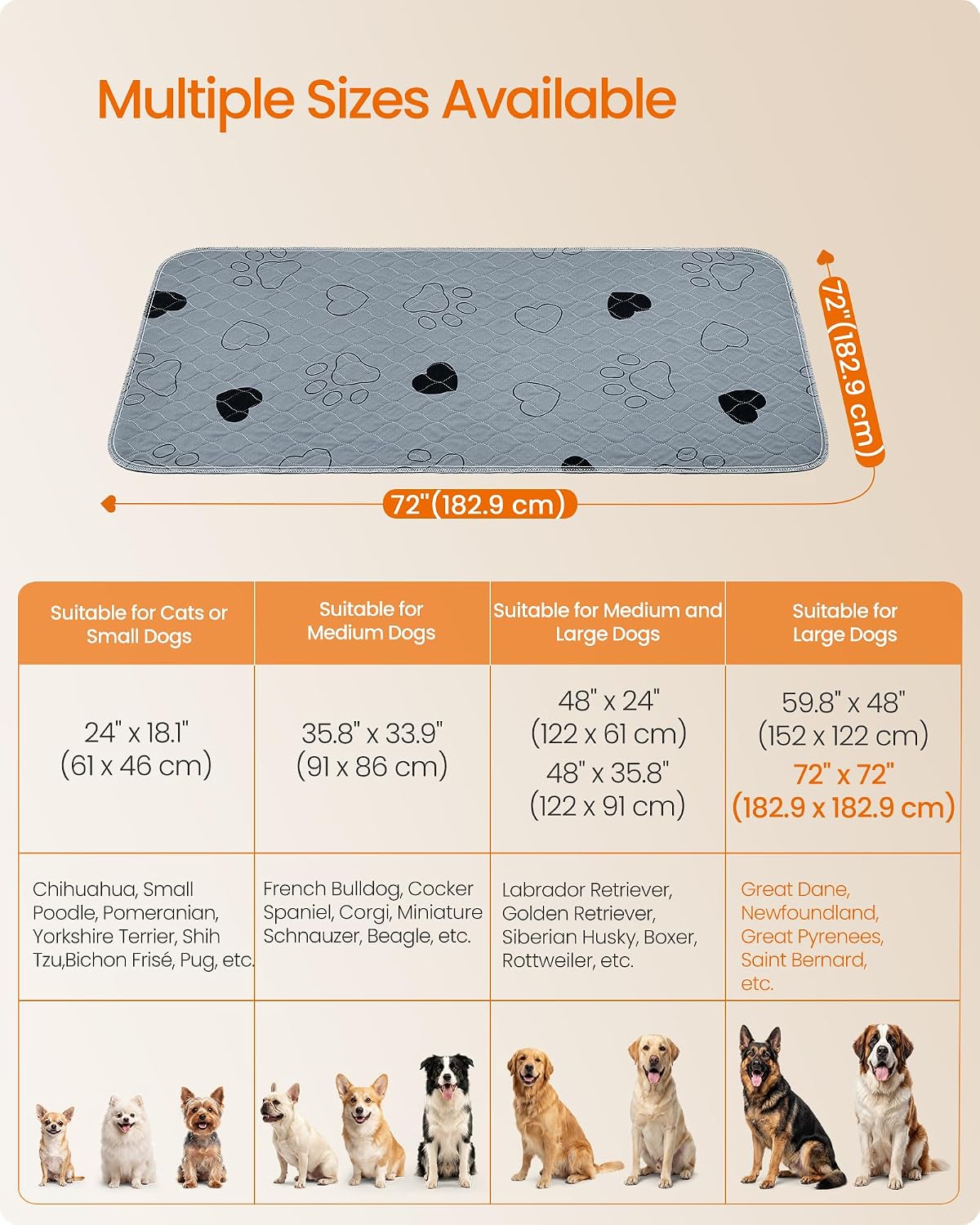 Detalle 1 de Feandrea PTD072G01 Reusable Dog Training Pads, 2 Pack, 183 x 183 cm