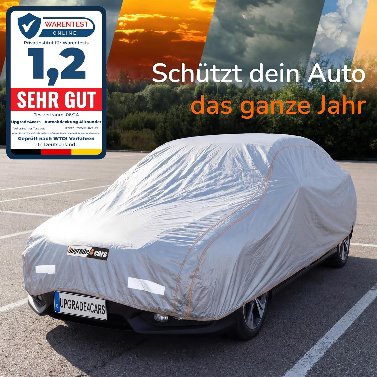 Detalle de Upgrade4cars Autoabdeckung Outdoor Vollgarage wasserdicht 2026 – Universal für Pkw (M, 440x180x120 cm)