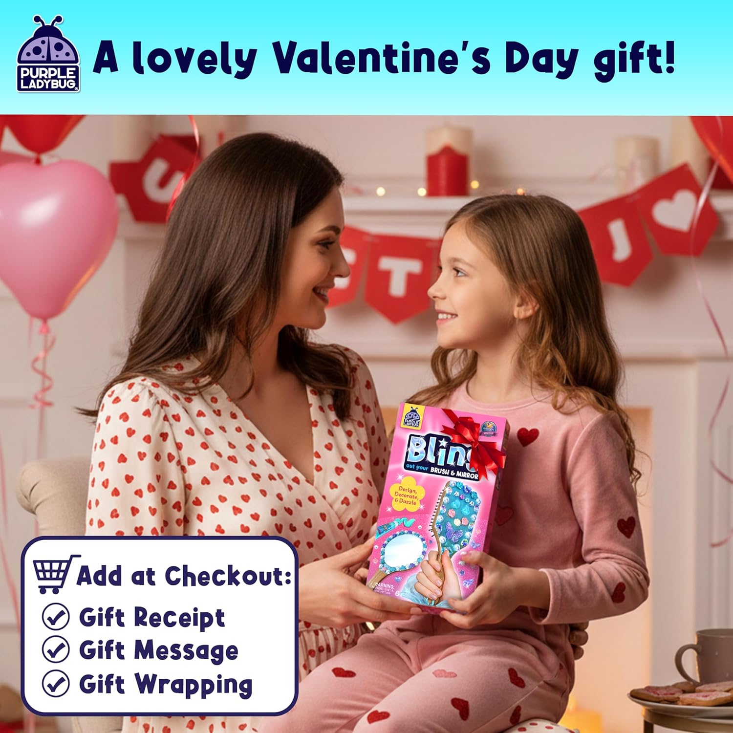 Thumbnail 1 de PURPLE LADYBUG Wooden Mirror & Brush DIY Kit for Ages 6-12 🎨