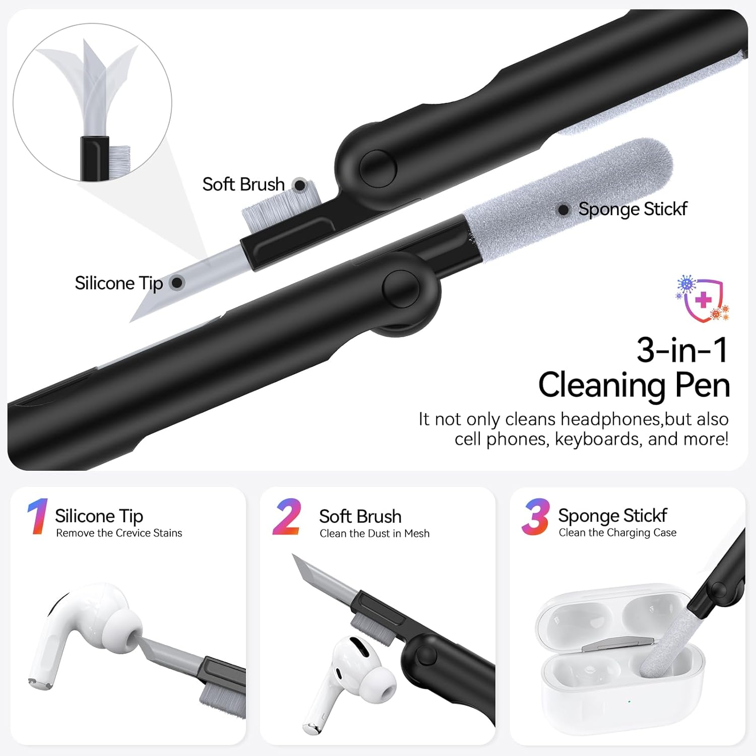 Thumbnail 6 de JOREMX Carbon Fiber Case for AirPods Pro 2nd/1st Gen (2023/2022/2019) with Phone Stand