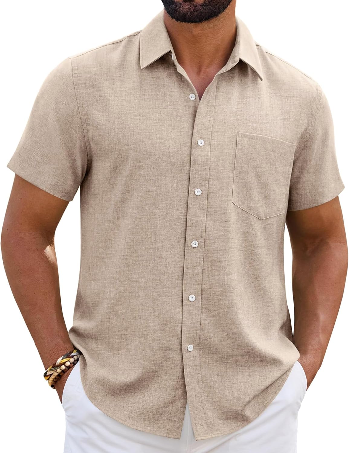 Detalle de siliteelon Leinenhemd Herren Kurzarm Regular Fit – Sommerliches Leinen-Top mit Komfort