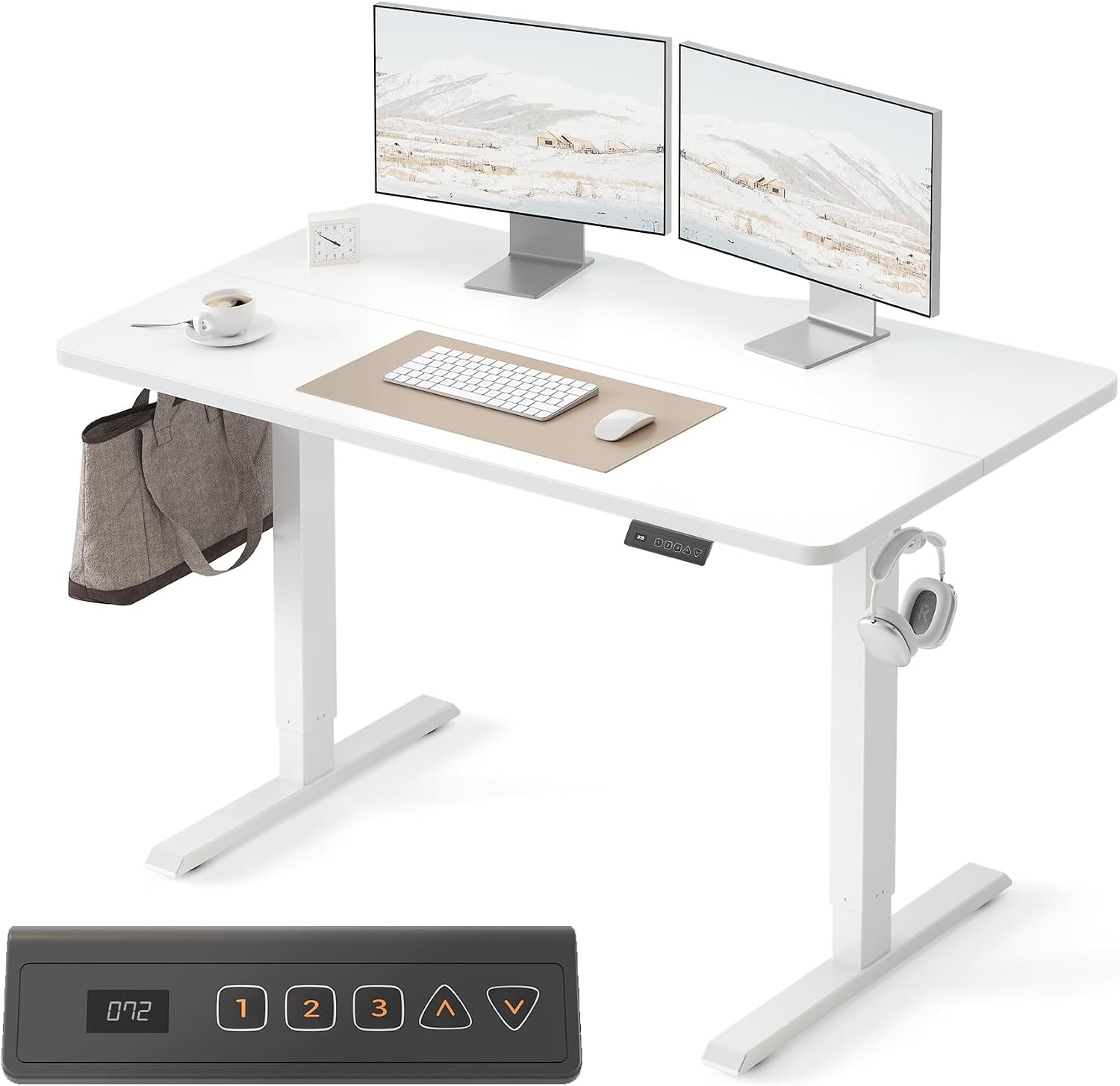 Detalle de FEZIBO One INCF-SD0001-120WHI-01 Electric Standing Desk, Moon White, 3 Presets