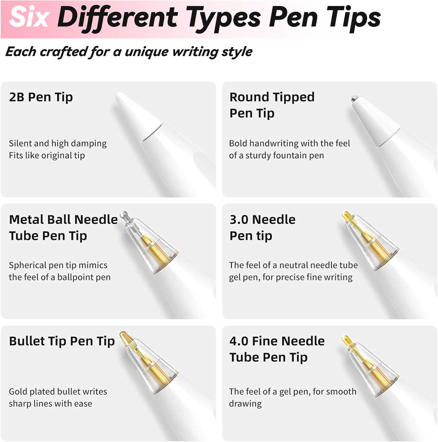 Thumbnail 4 de BCAVME Metal Apple Pencil Replacement Tips, 6-Pack with Storage Case, Pink