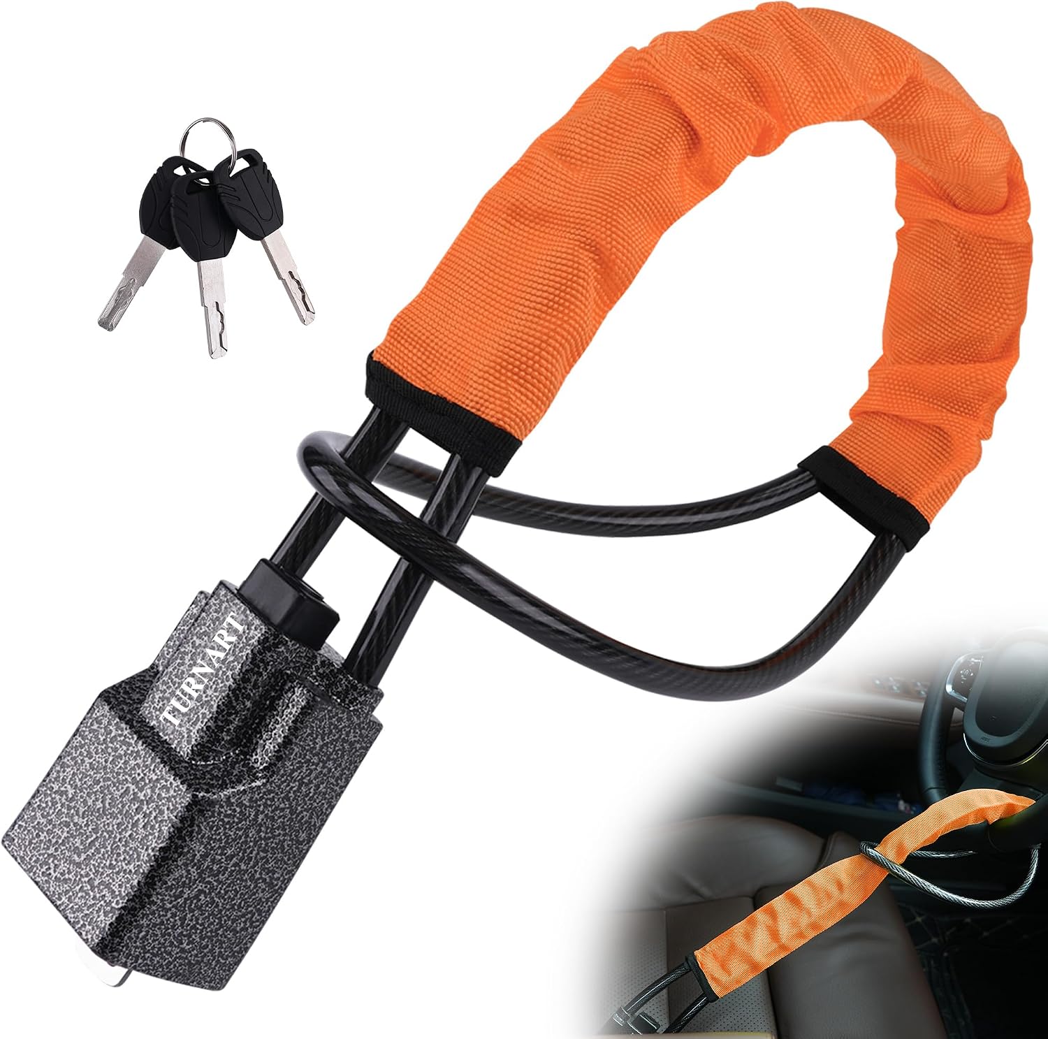 Detalle de TURNART Steering Wheel Lock: Universal Anti‑Theft Device for Most Vehicles