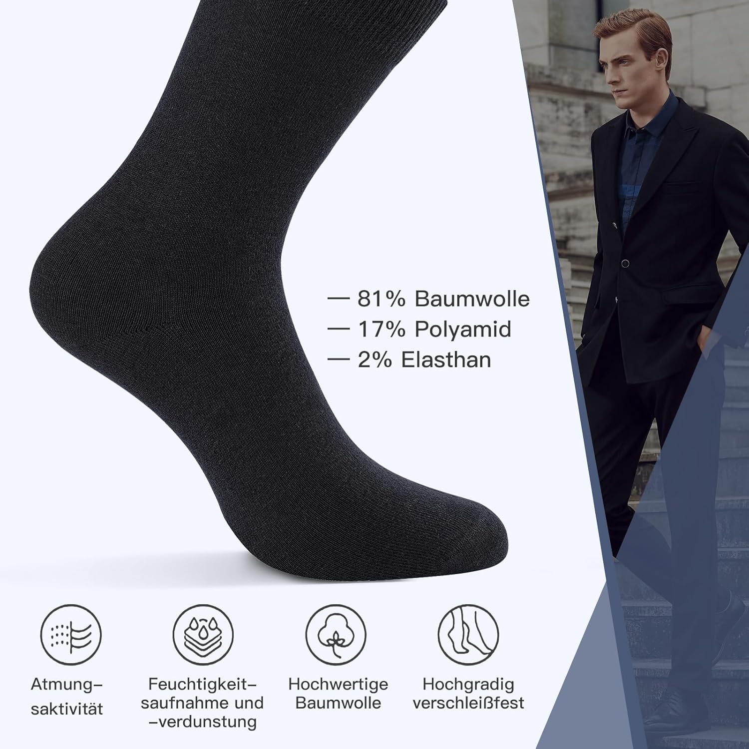 Thumbnail 3 de QINCAO Sportsocken 10 Paar aus Baumwolle