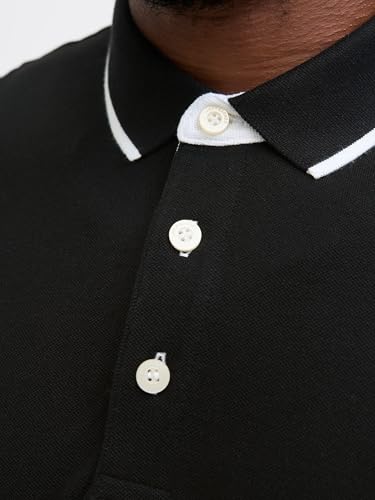 Detalle de Jack & Jones Jjebasic Polo Ss Noos – Polo Hombre en Negro, Slim Fit, Talla M
