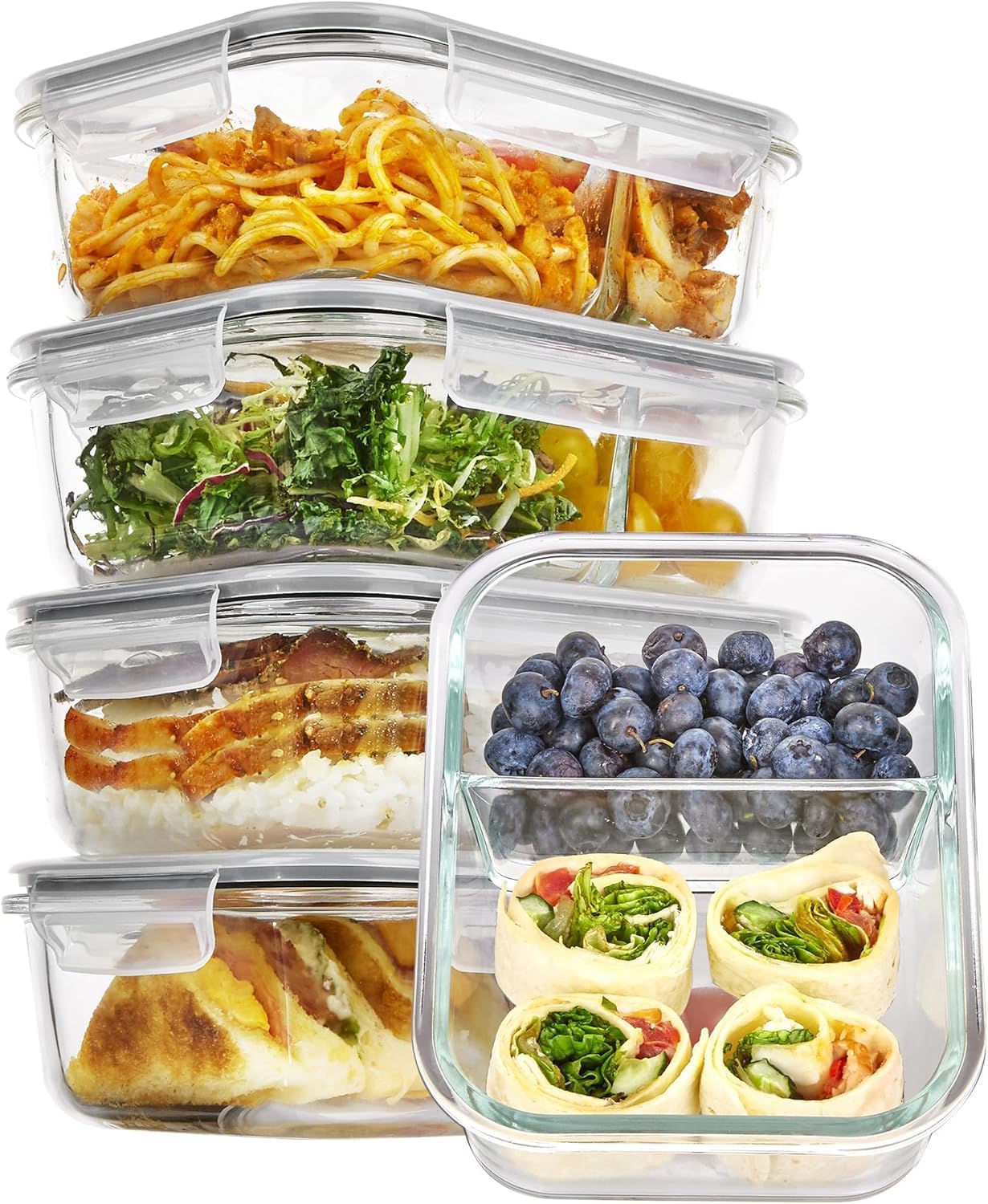 Thumbnail 6 de Vtopmart set de 8 recipientes de cristal para alimentos (herméticos, apilables y reutilizables)