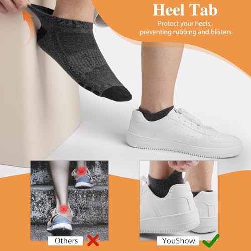 Detalle de YouShow Mens Ankle Socks Size 9-12 UK – 10 Pairs, Black & Grey