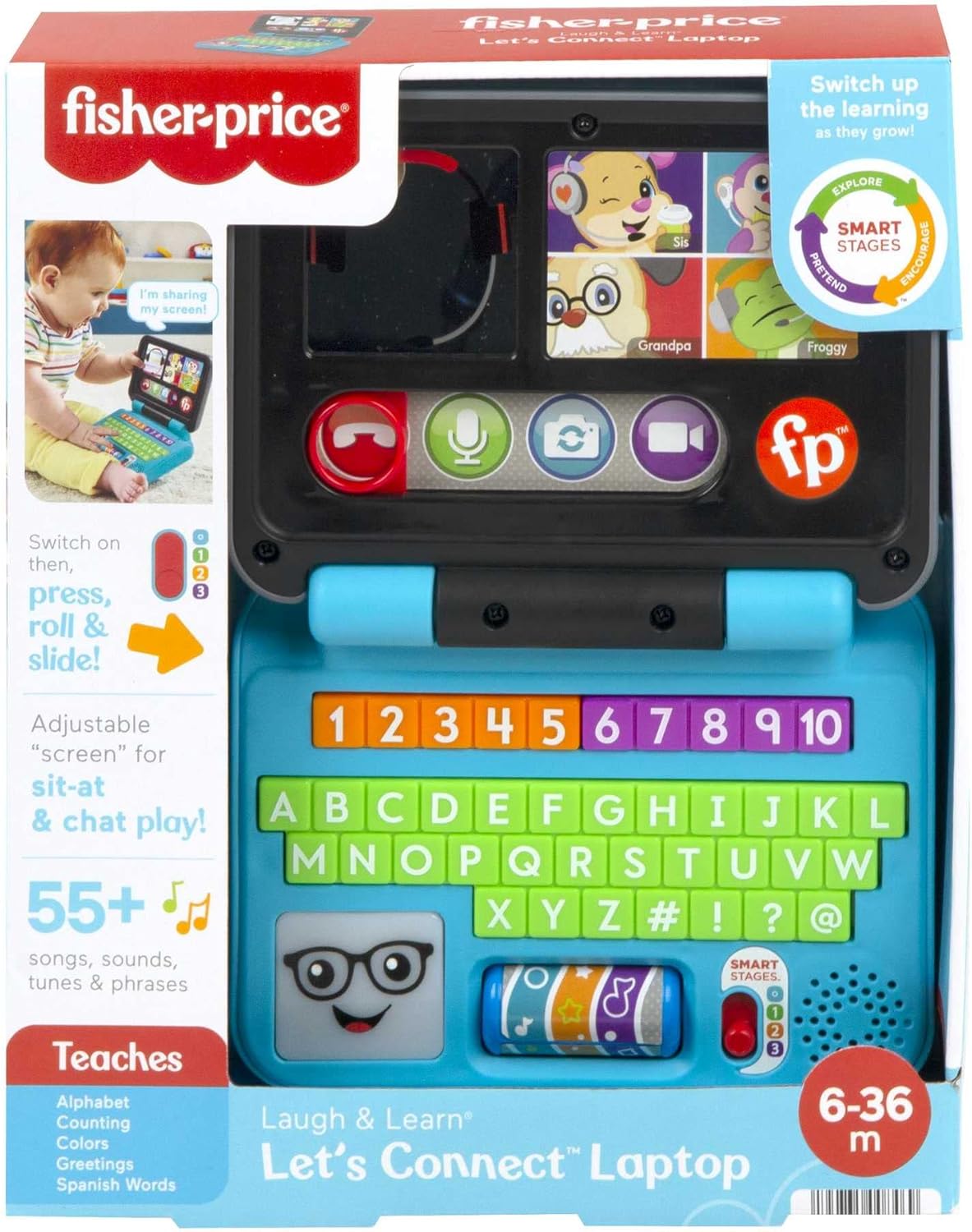 Thumbnail 6 de Fisher-Price Laugh & Learn Let's Connect Laptop – UK Edition (HGW96)