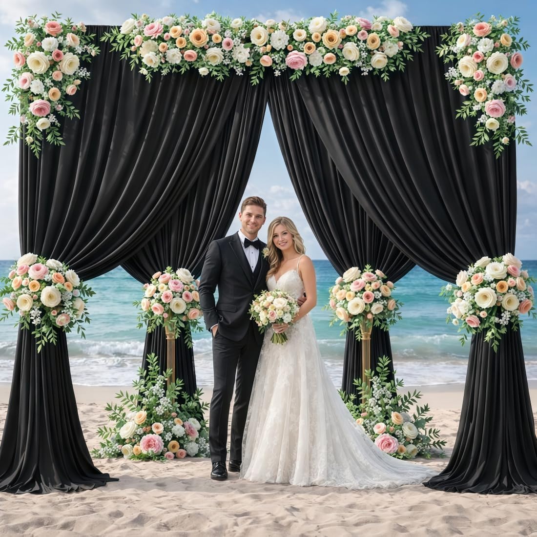 Thumbnail 6 de EJNSQA 10x12 ft Black Backdrop Curtains for Wedding, Party and Photo – 2 Panels