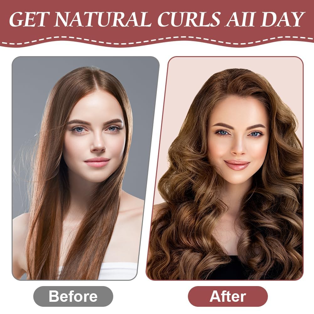 Detalle de LOPHE 4 Stück Hitzefreie Lockenwickler – Overnight Blowout Locken ohne Hitze (Kaffeefarbe)