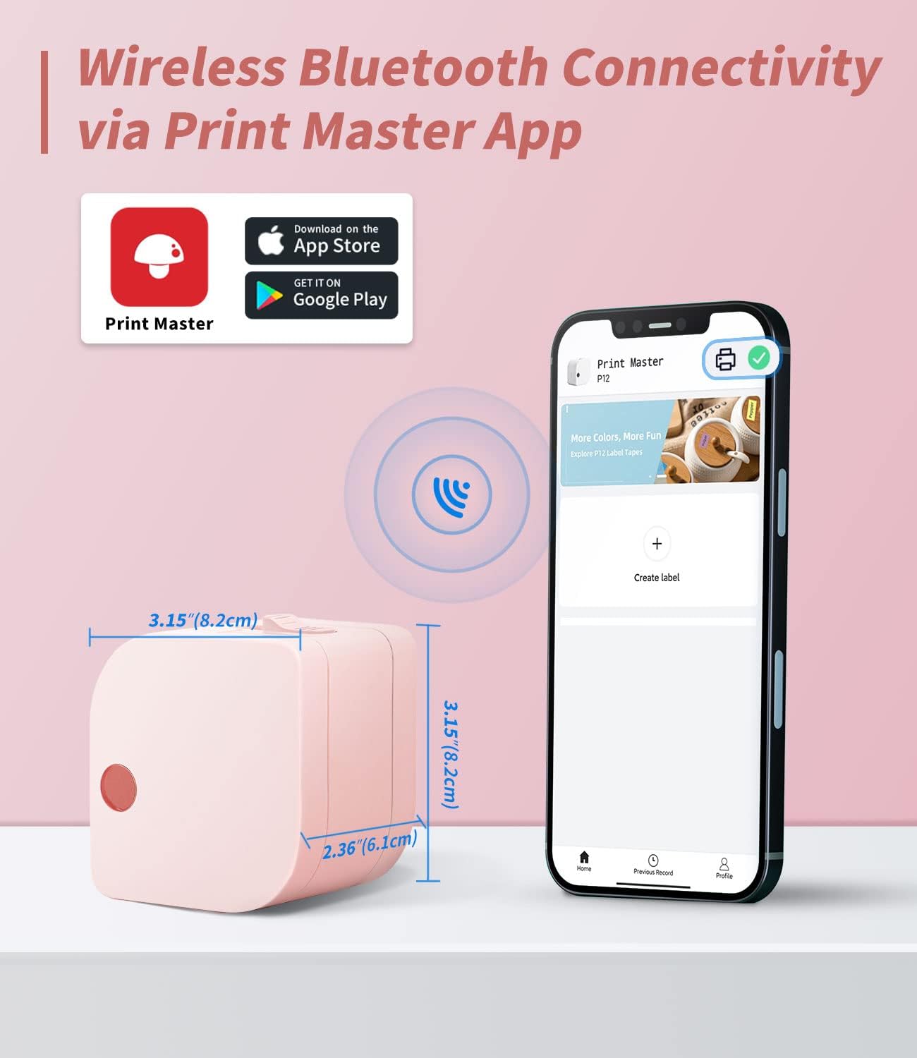 Thumbnail 3 de Phomemo P12 Bluetooth‑Etikettendrucker – Dual-Thermaldruck, kompatibel mit iOS & Android