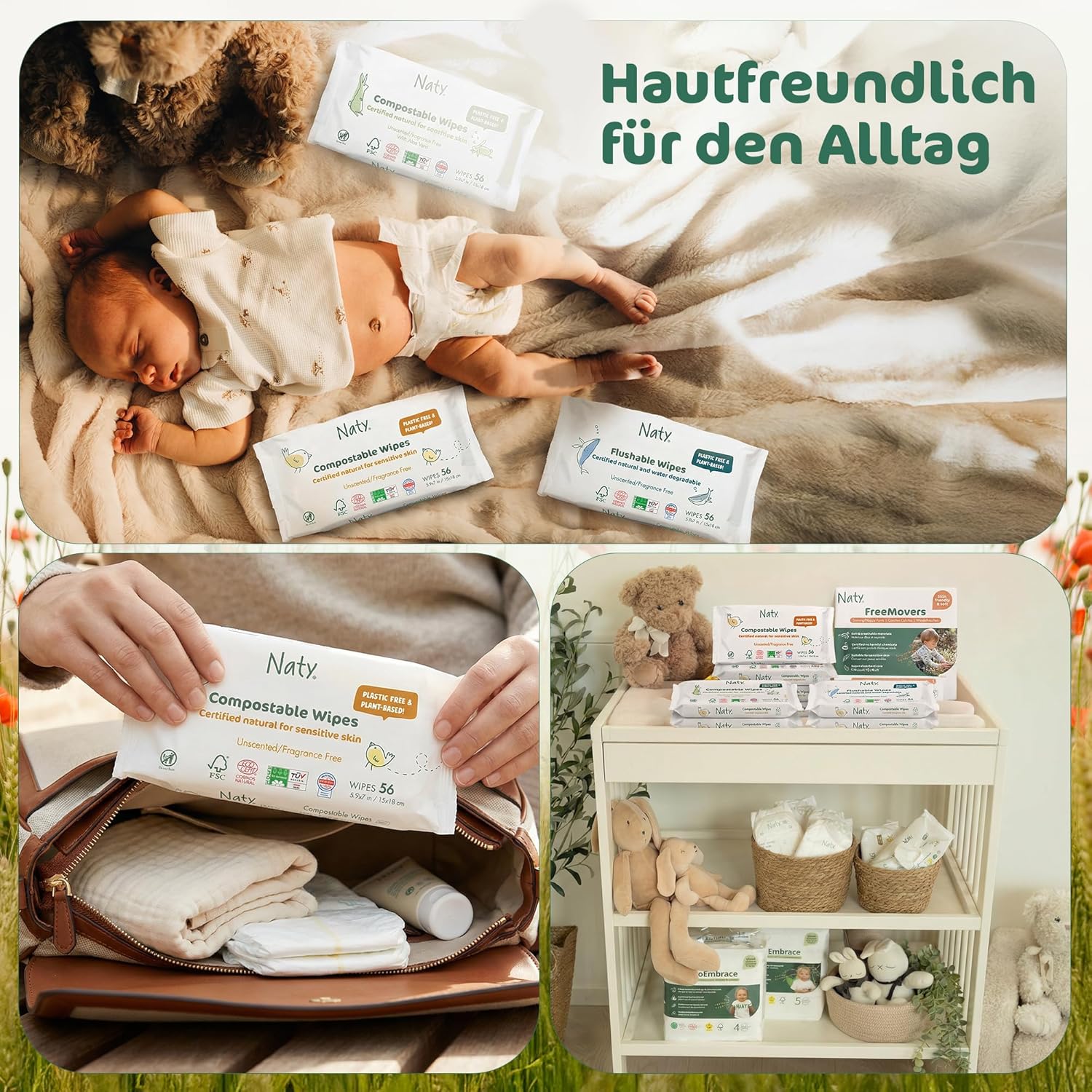 Thumbnail 6 de Naty Baby Feuchttücher – 100% pflanzenbasiert, unparfümiert und plastikfrei (672 Tücher, 12 Packungen)