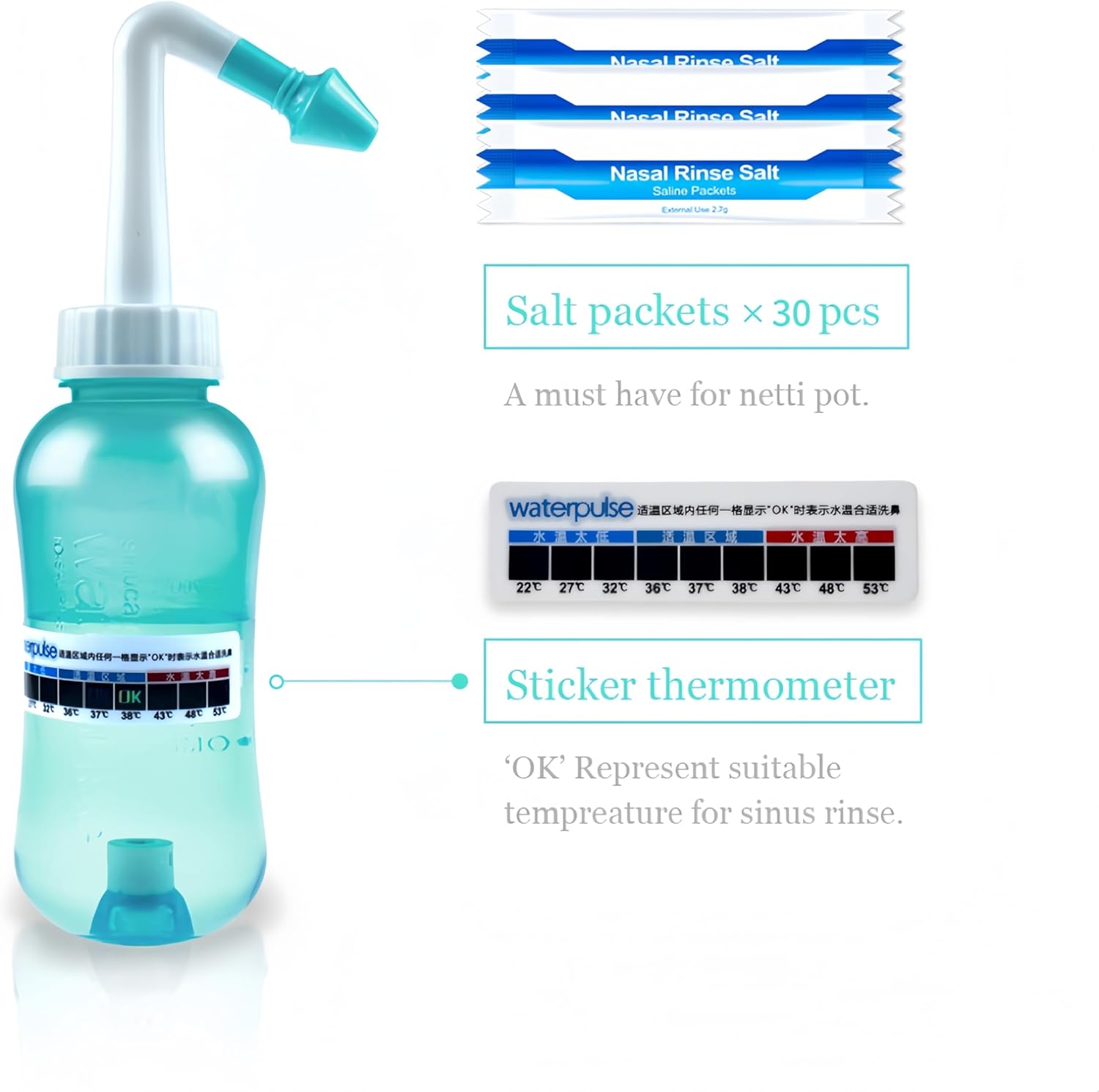 Detalle de Waterpulse Neti Pot 300ml nasal rinse bottle