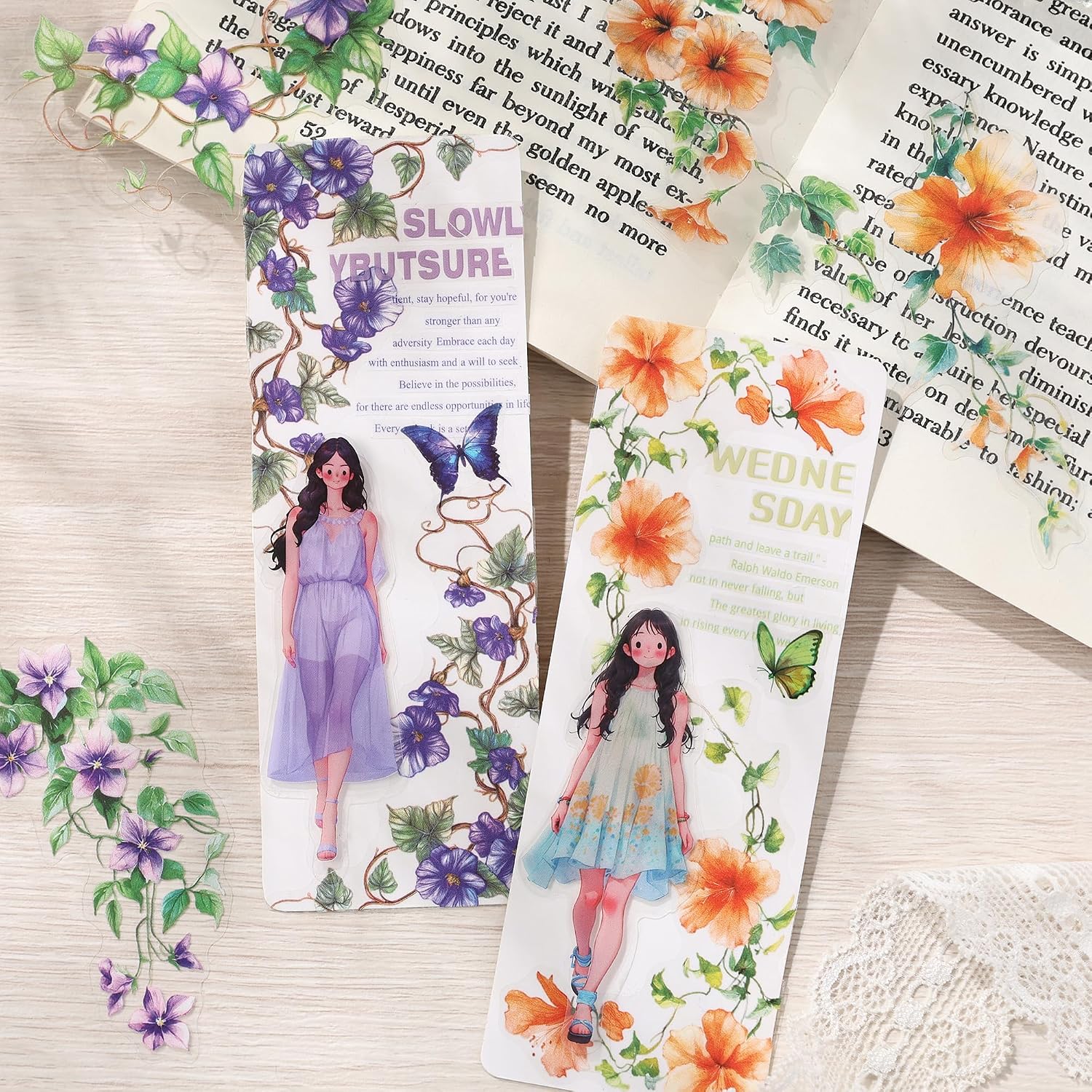 Thumbnail 1 de 120pcs Flower Stickers for Scrapbooking – Waterproof Floral Stickers for Journaling, Junk Journal, Home Decor, Laptop, Water Bottle, DIY Crafts (6 Floral Themes)