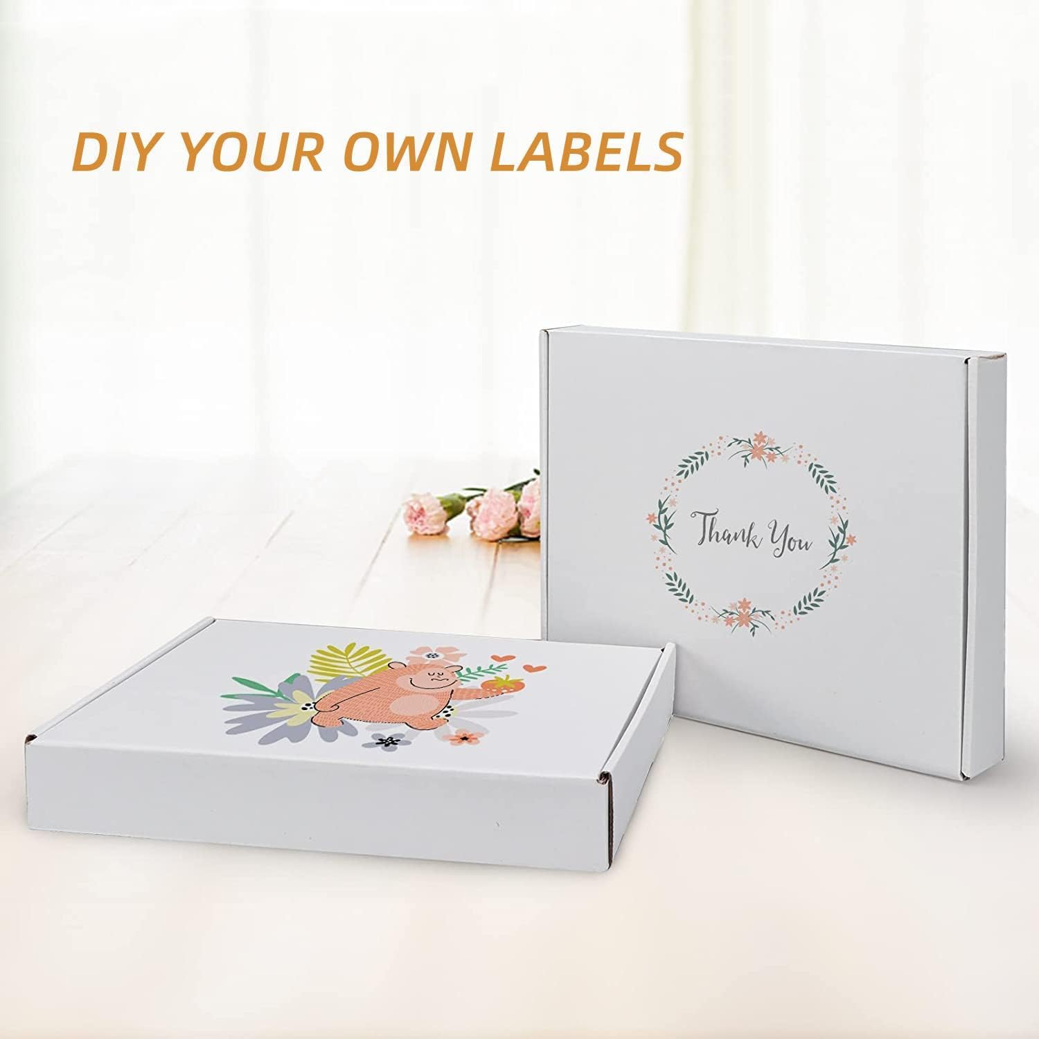 Thumbnail 6 de Horlimer 25 Pack Shipping Boxes (13 x 10 x 2 inches) White Corrugated Cardboard Mail Boxes