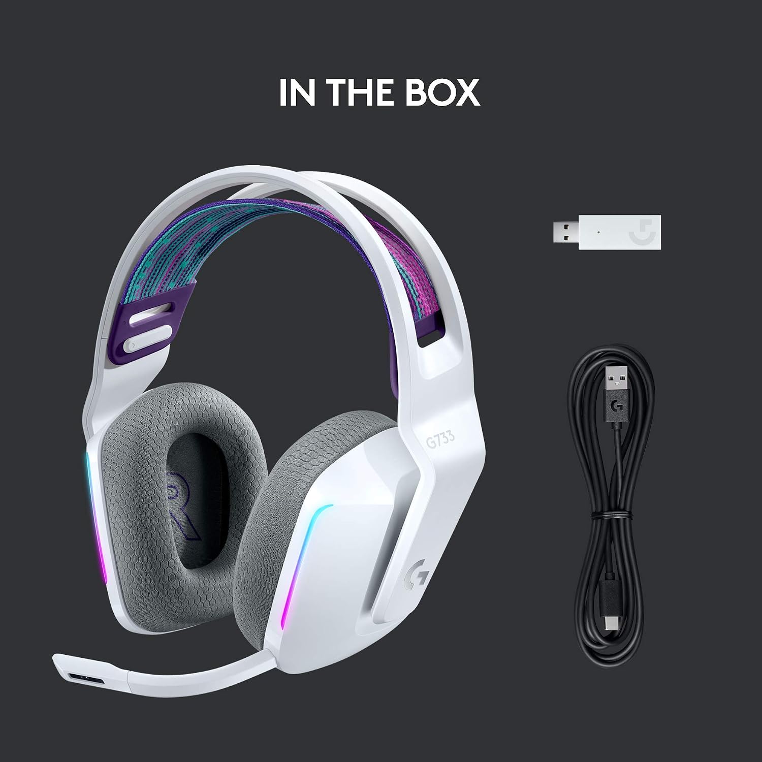 Detalle de Logitech G733 LIGHTSPEED Wireless Gaming Headset with LIGHTSYNC RGB and Blue VO!CE