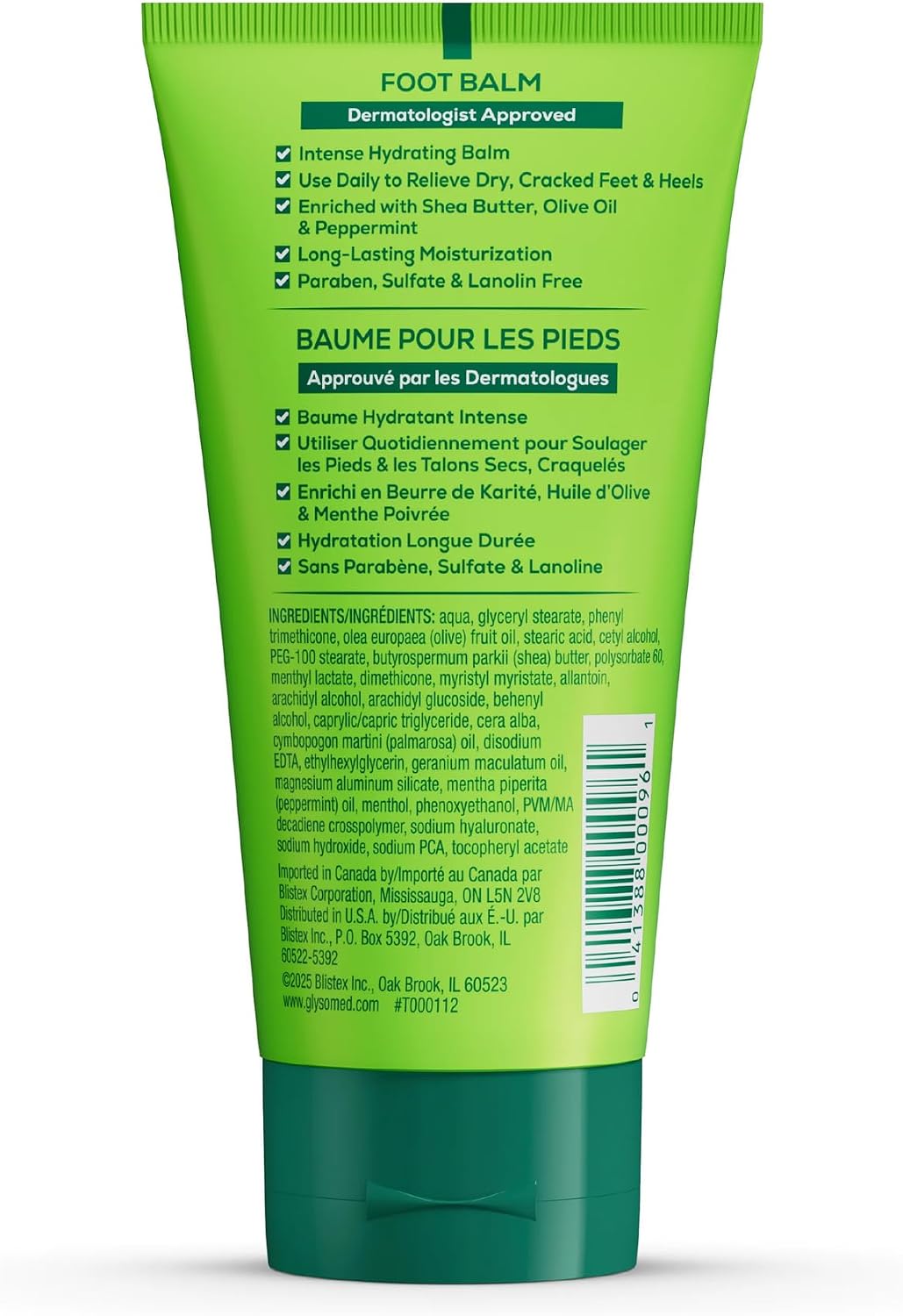 Detalle de Glysomed Foot Balm, 4 Fl Oz, with Shea Butter, Olive Oil and Mint