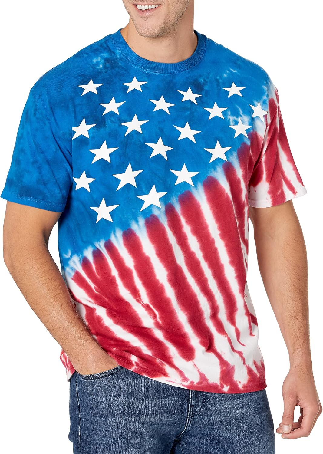 Detalle de Liquid Blue Men's Plus-Size Stars and Stripes T-Shirt