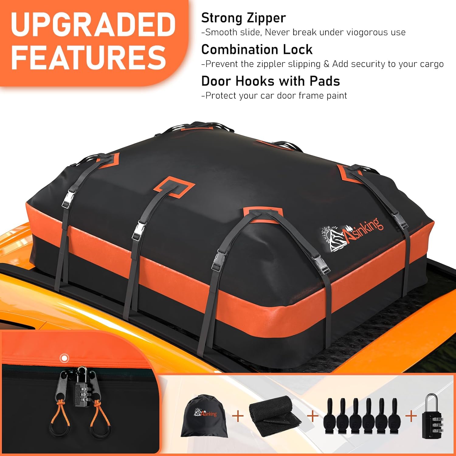 Detalle de Asinking 21 Cubic Feet Car Rooftop Cargo Carrier Bag