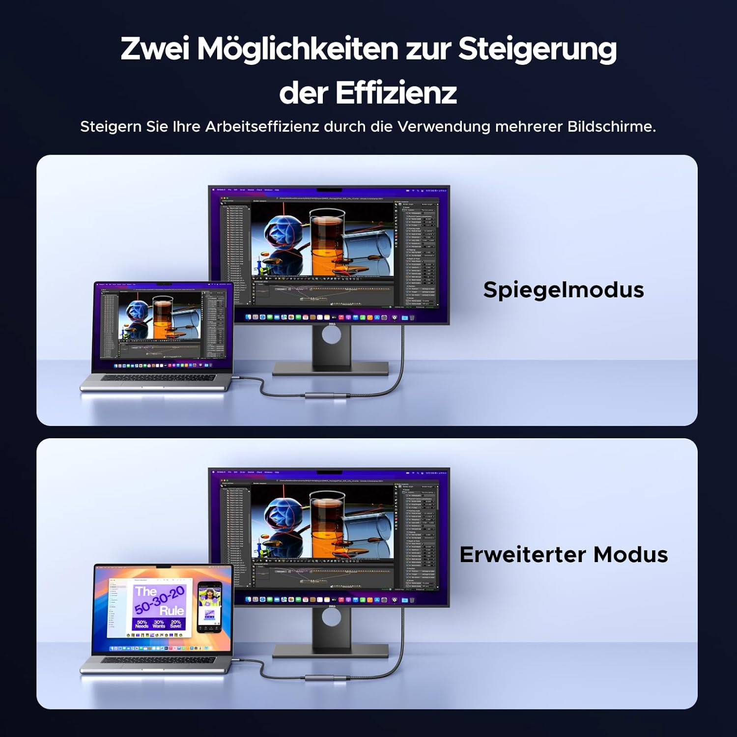 Detalle 2 de UGREEN USB C auf HDMI Adapter mit HDMI 2.1 – 8K@60Hz, 4K bis 240Hz, Thunderbolt kompatibel